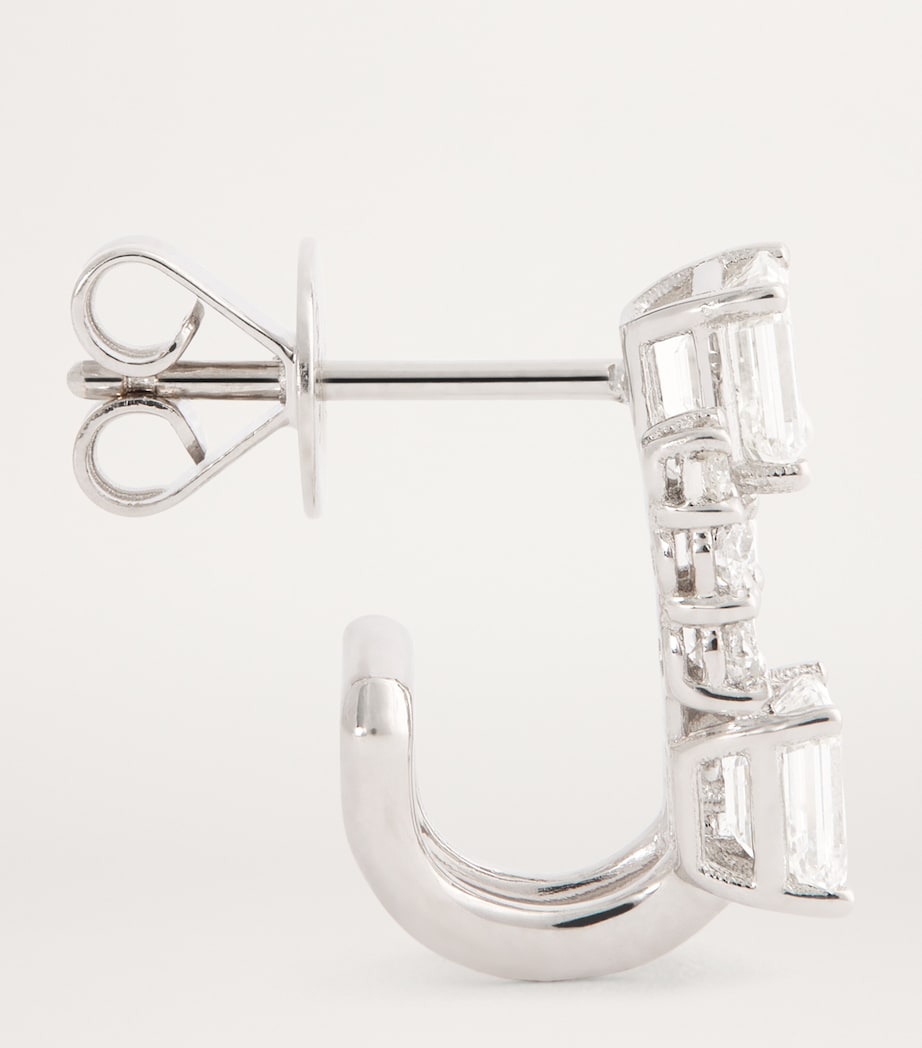 White Gold and Diamond Double Stick Stud Earrings WHITE GOLD Image 4