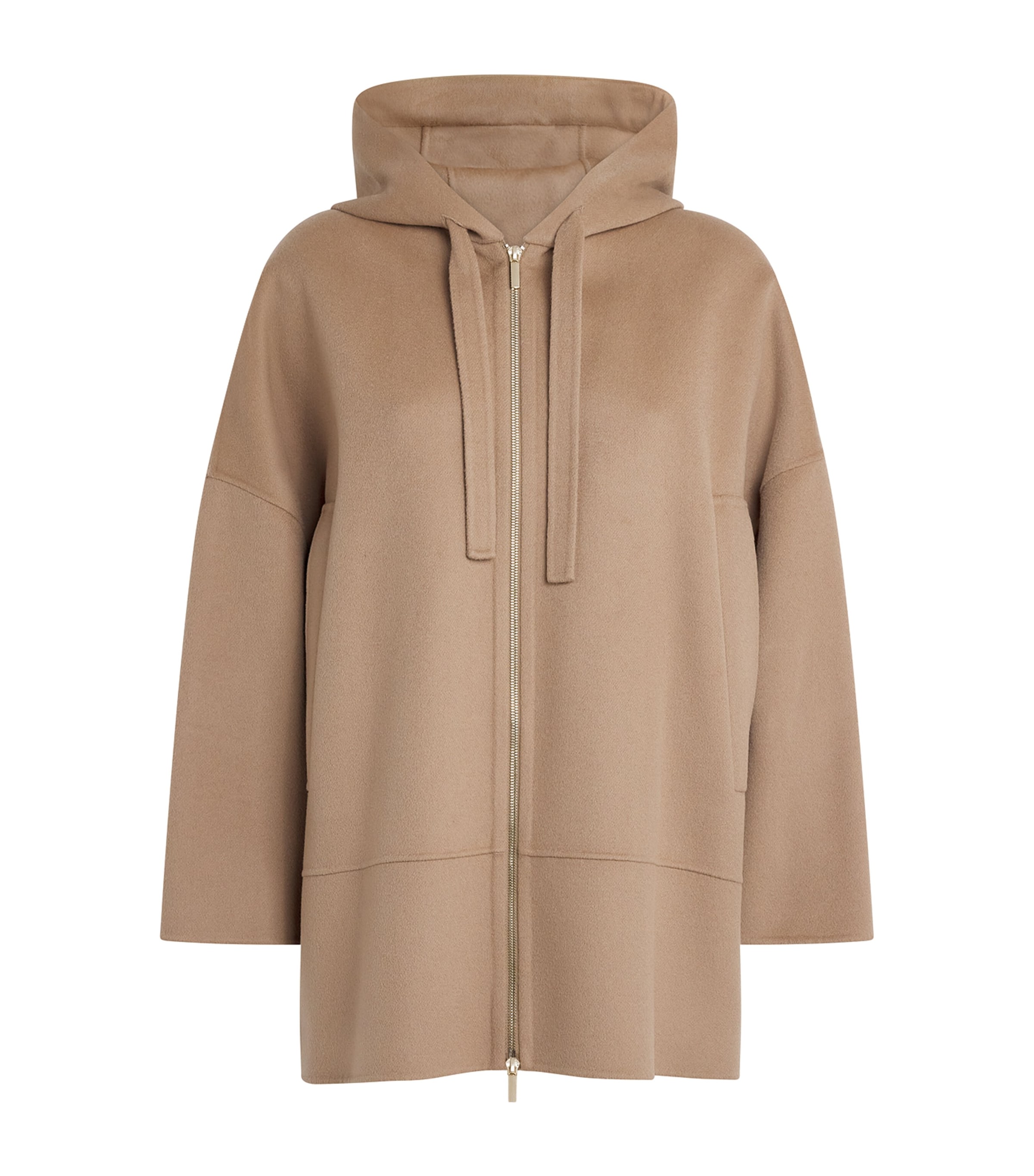 Max Mara Virgin Wool Zip-up Hoodie In Brown