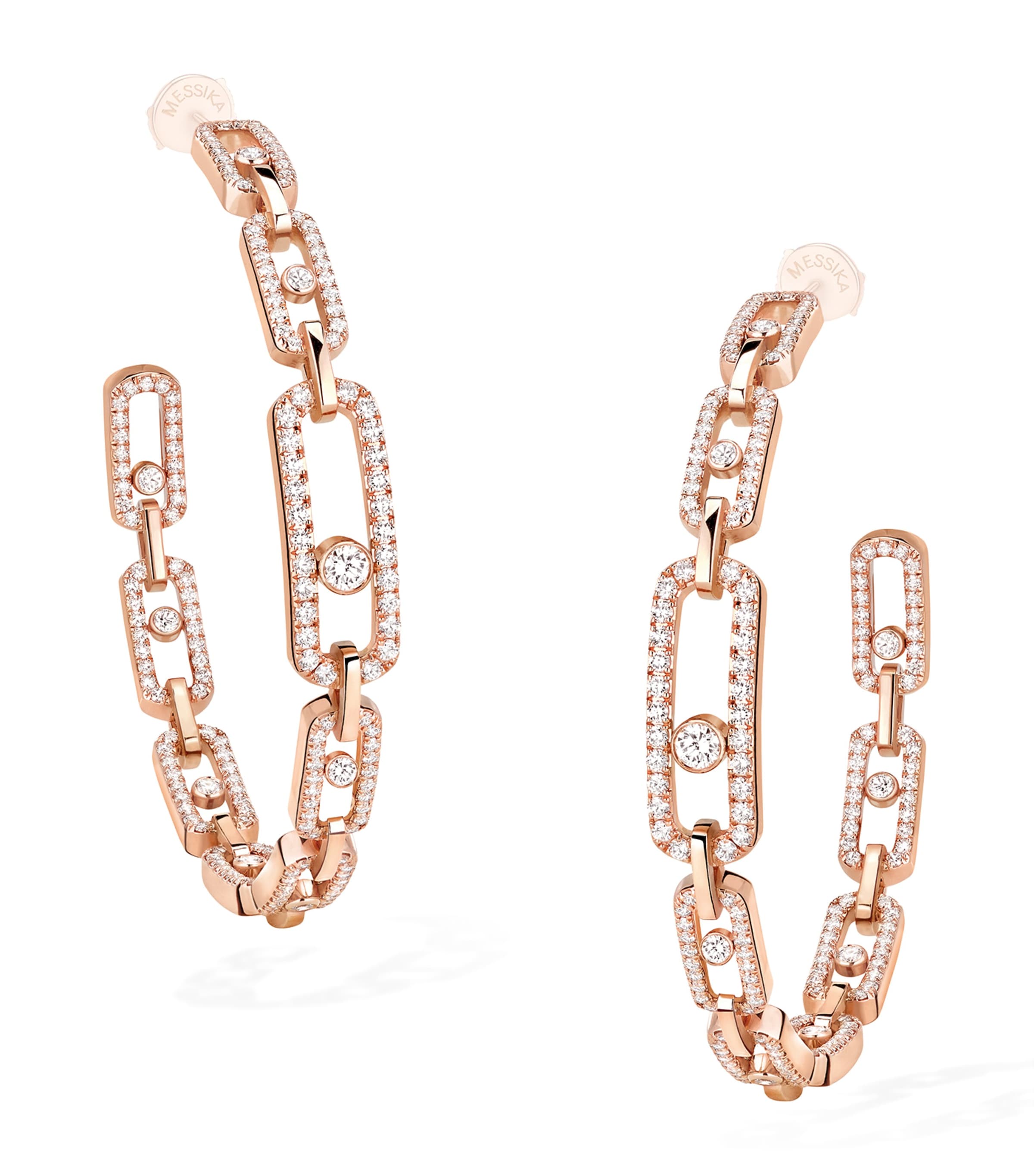 Messika Medium Move Link Pink Gold and Diamond Hoop Earrings (2.12ct) Pink Gold