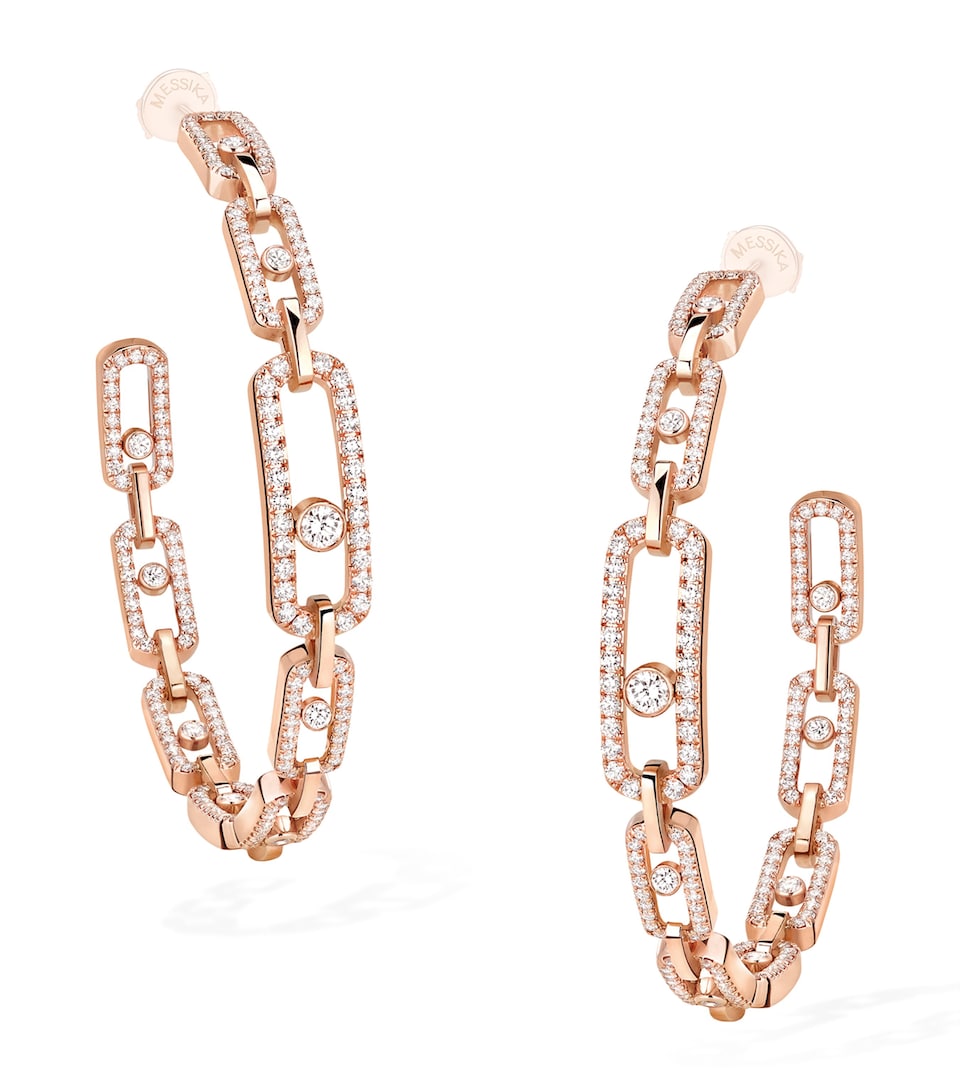 Messika Medium Move Link Pink Gold and Diamond Hoop Earrings (2.12ct) Pink Gold