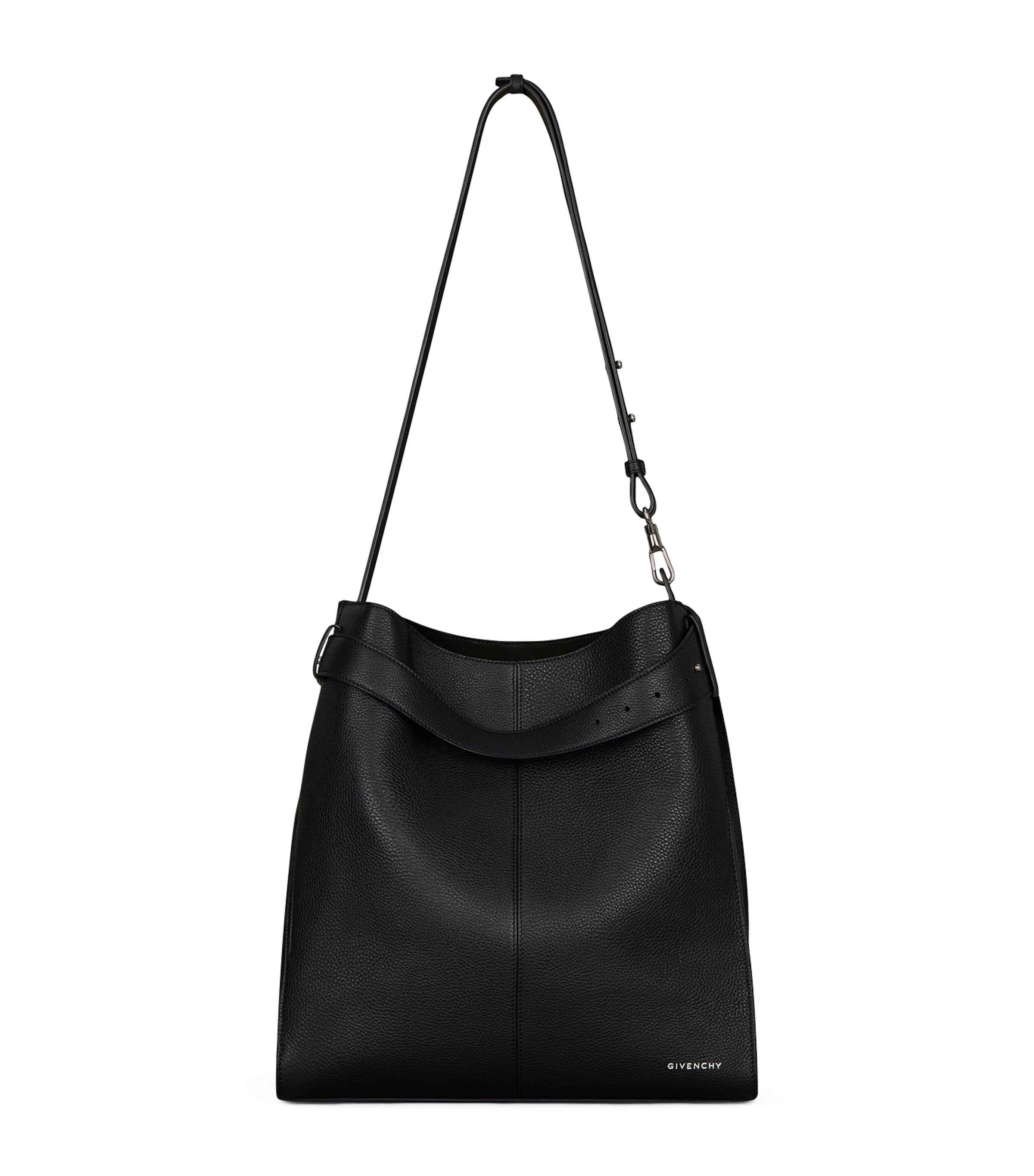 Medium Leather Belted Shoulder Bag BLACK Image 1