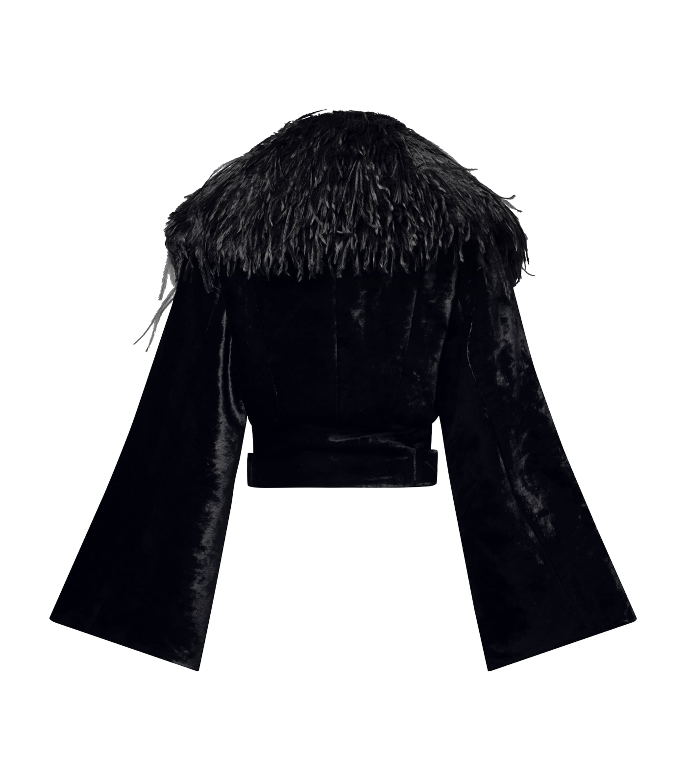 Down Faux Fur-Collar Cropped Jacket BLACK Image 2