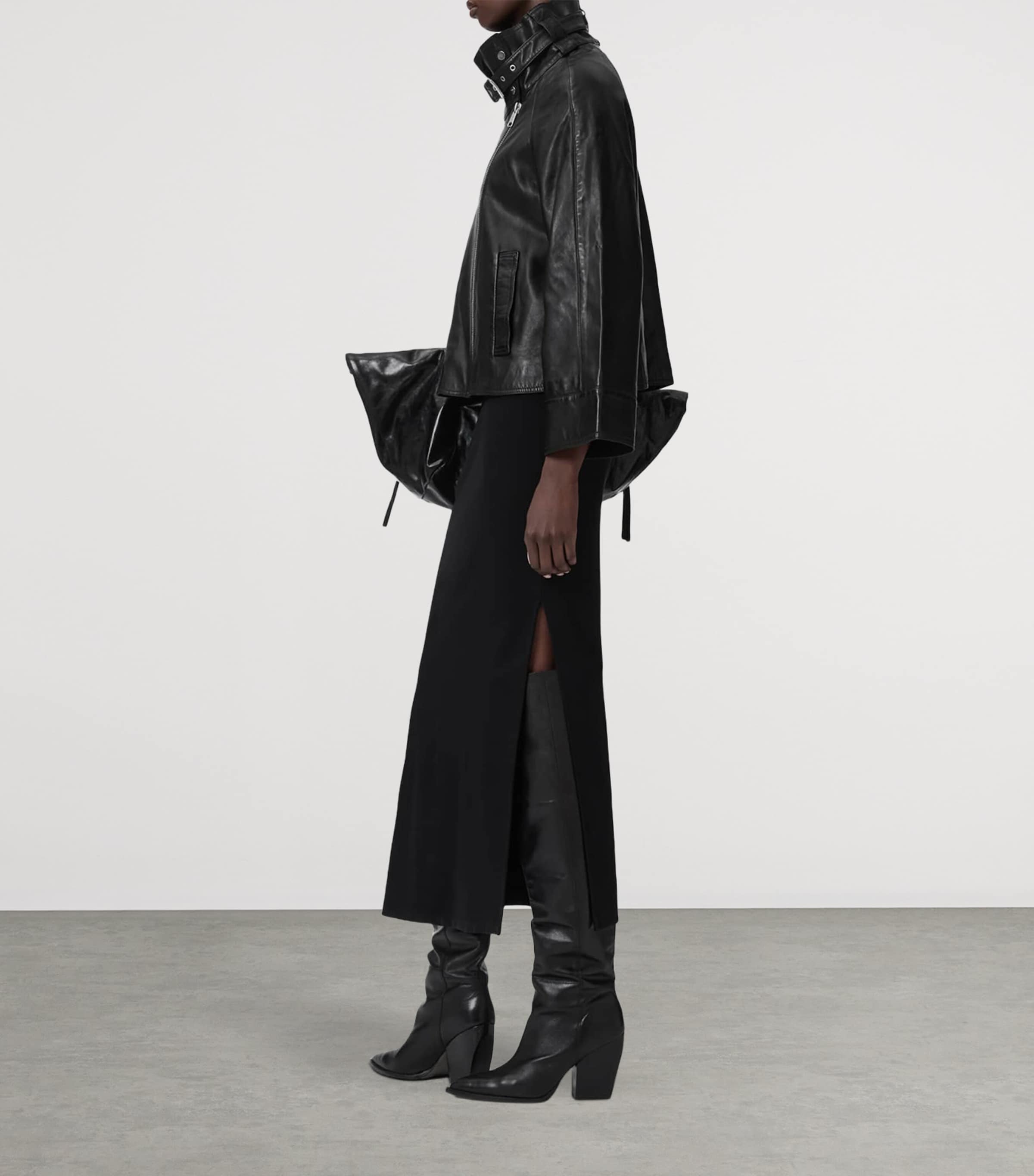 AllSaints Womens Leather Rhodes Jacket Black Image 6