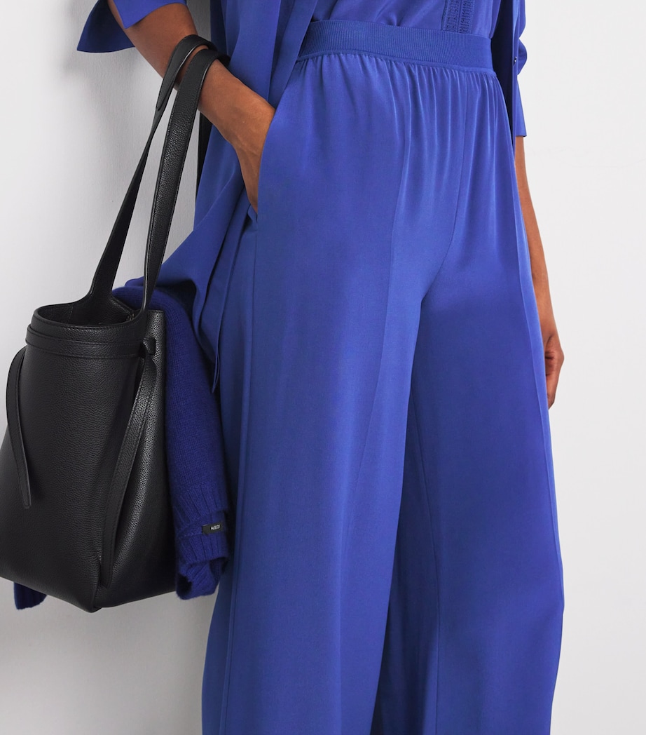 Silk Hulin Wide-Leg Trousers COBALT Image 6