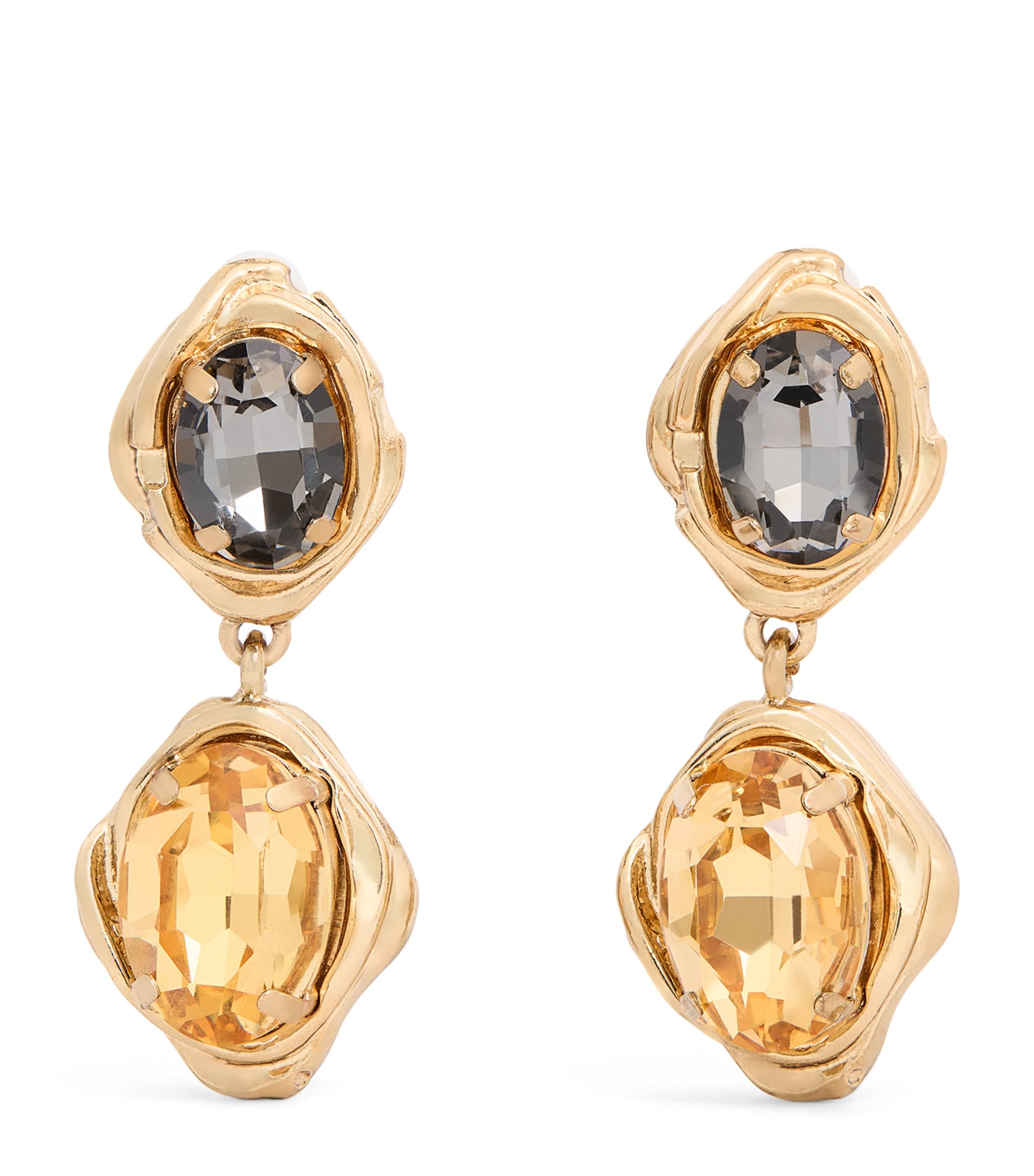 Weekend Max Mara Embellished Clip-on Earrings In Yellow