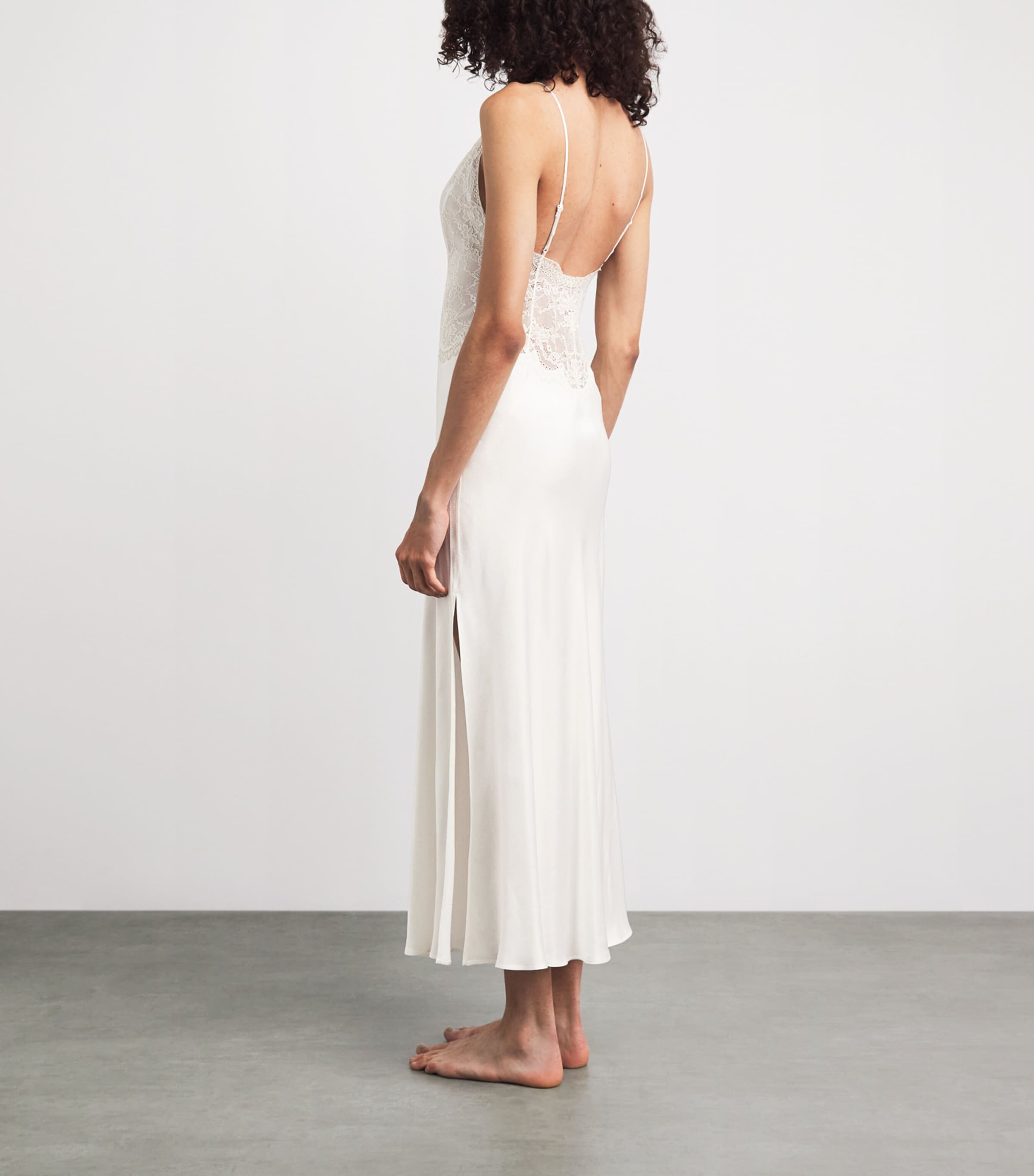 Bocan Womens Satin-Lace Sera Nightdress Off White Image 4