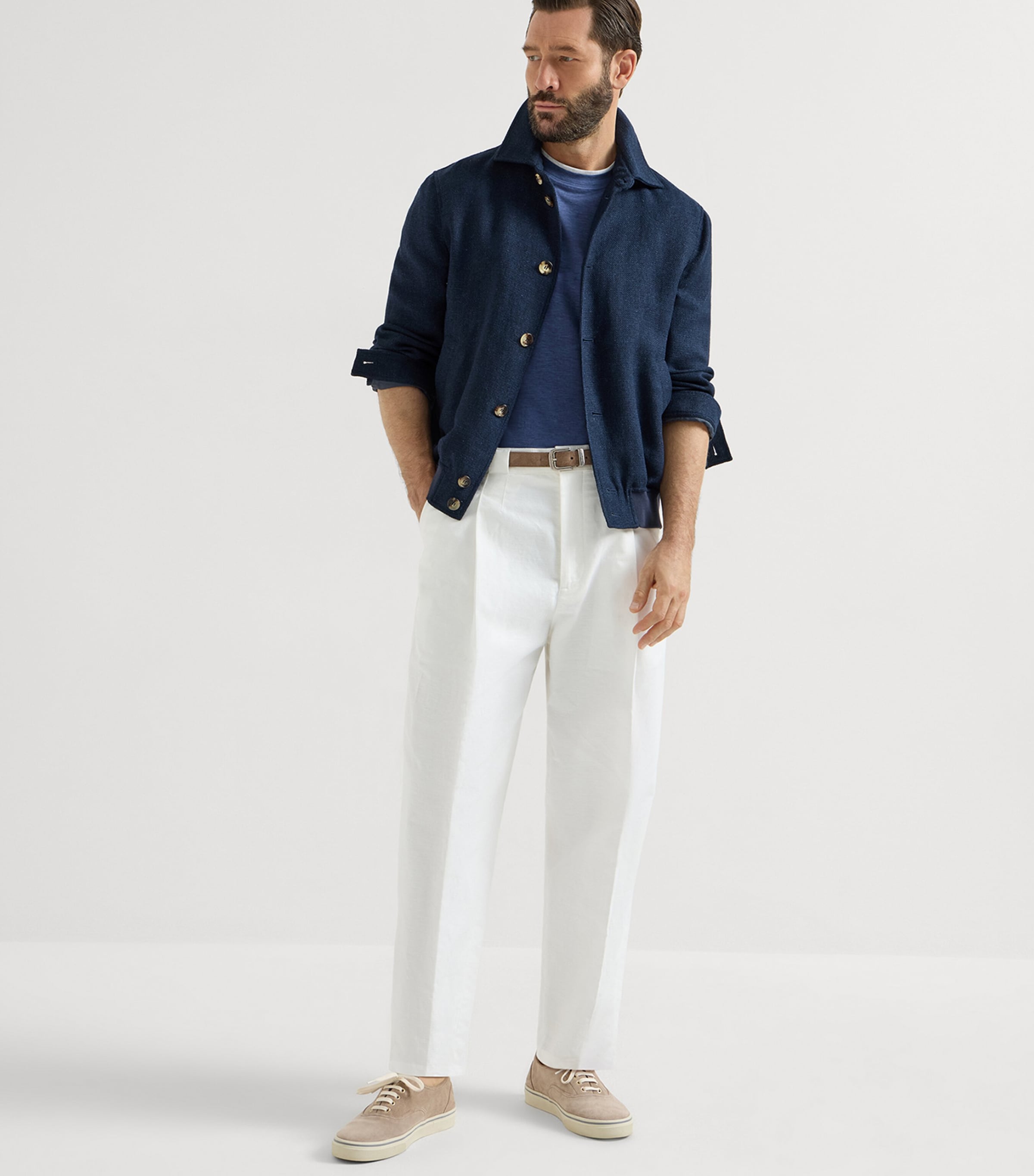 Brunello Cucinelli Mens Silk-Cotton Layered T-Shirt Image 2