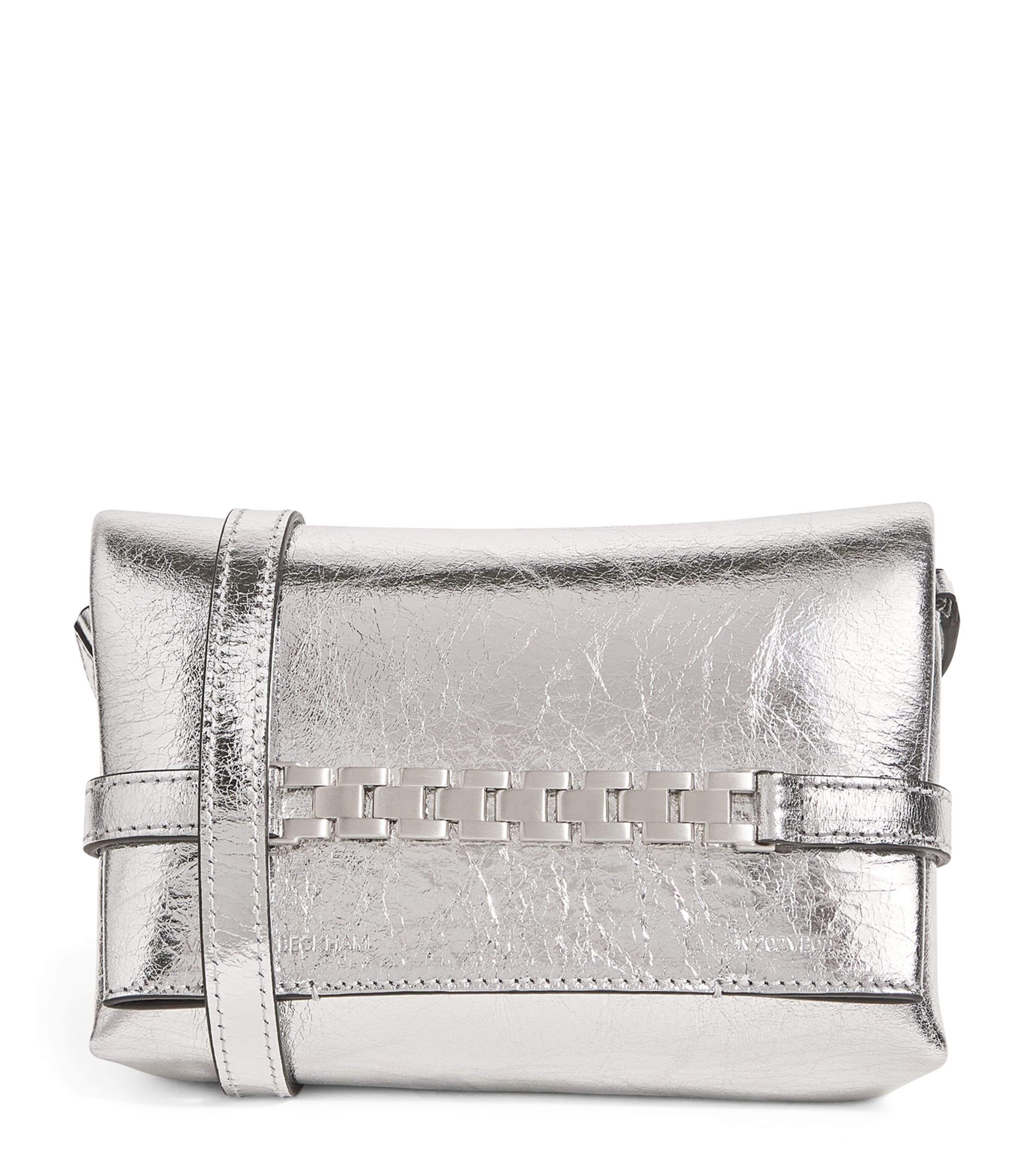 Victoria Beckham Mini Leather Chain Pouch In Metallic