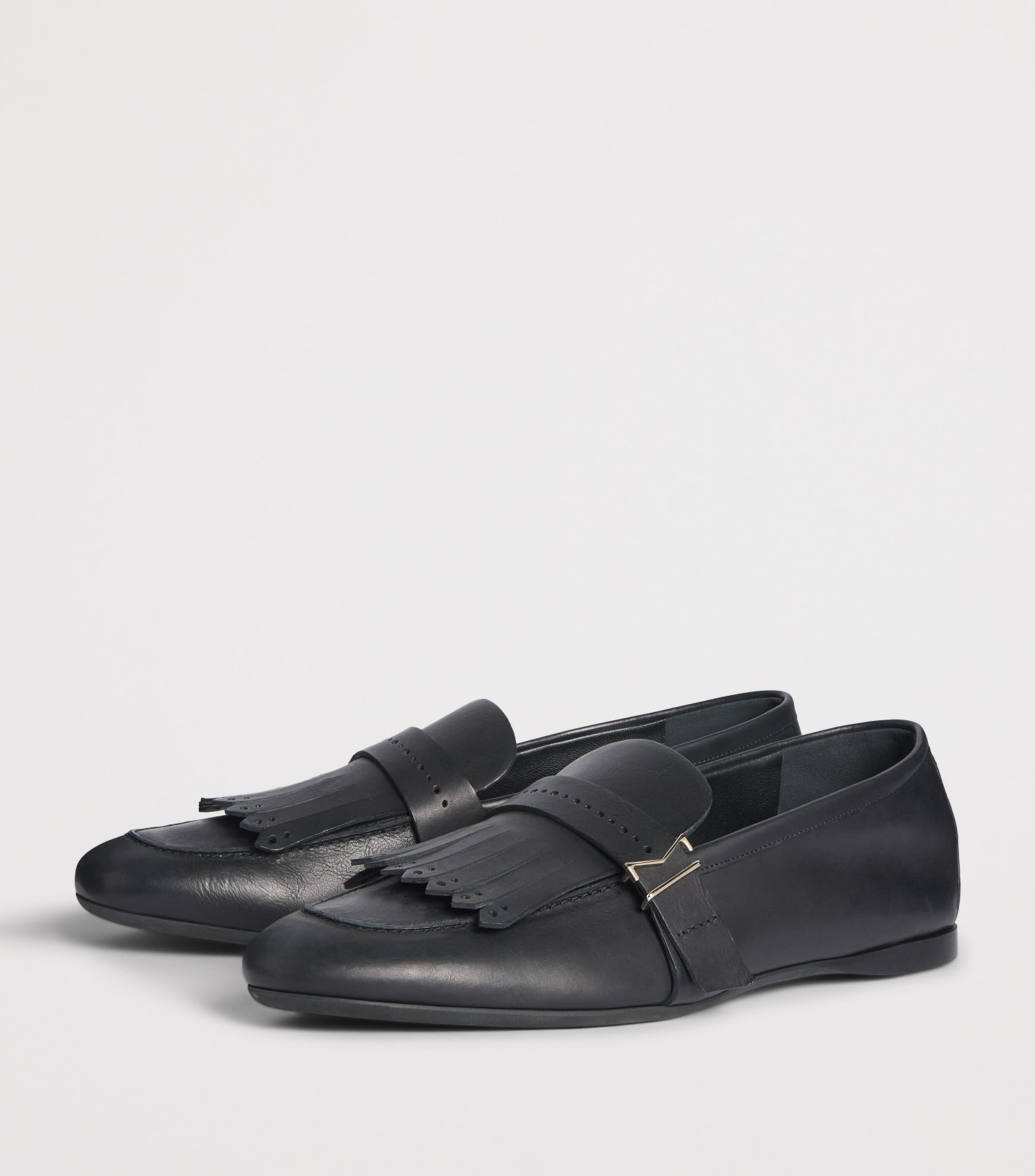 Max Mara Leather Fringe Loafers Black Image 3