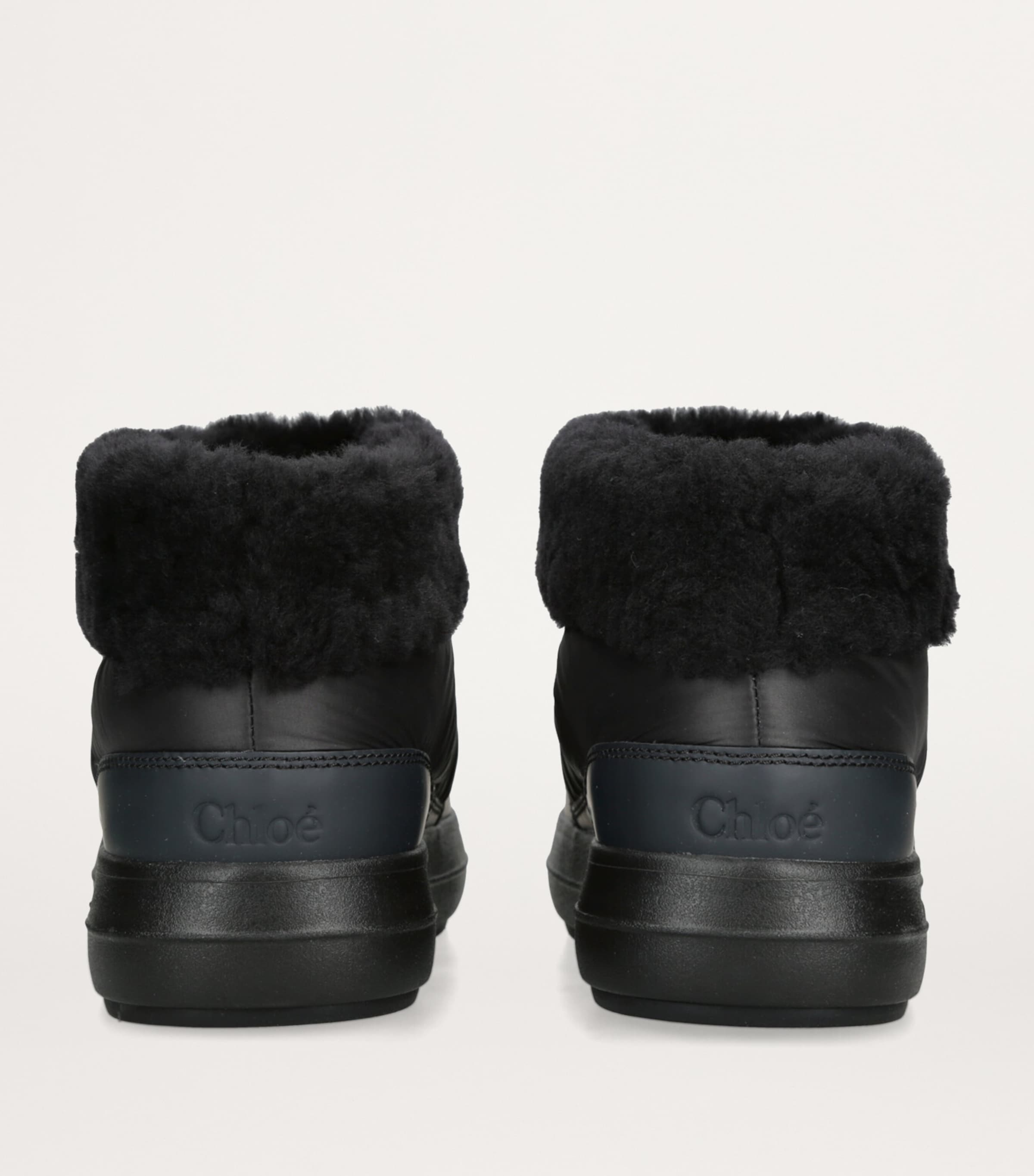 Chloé Nylon Shearling-Lined Polar Ankle Boots Black Image 2