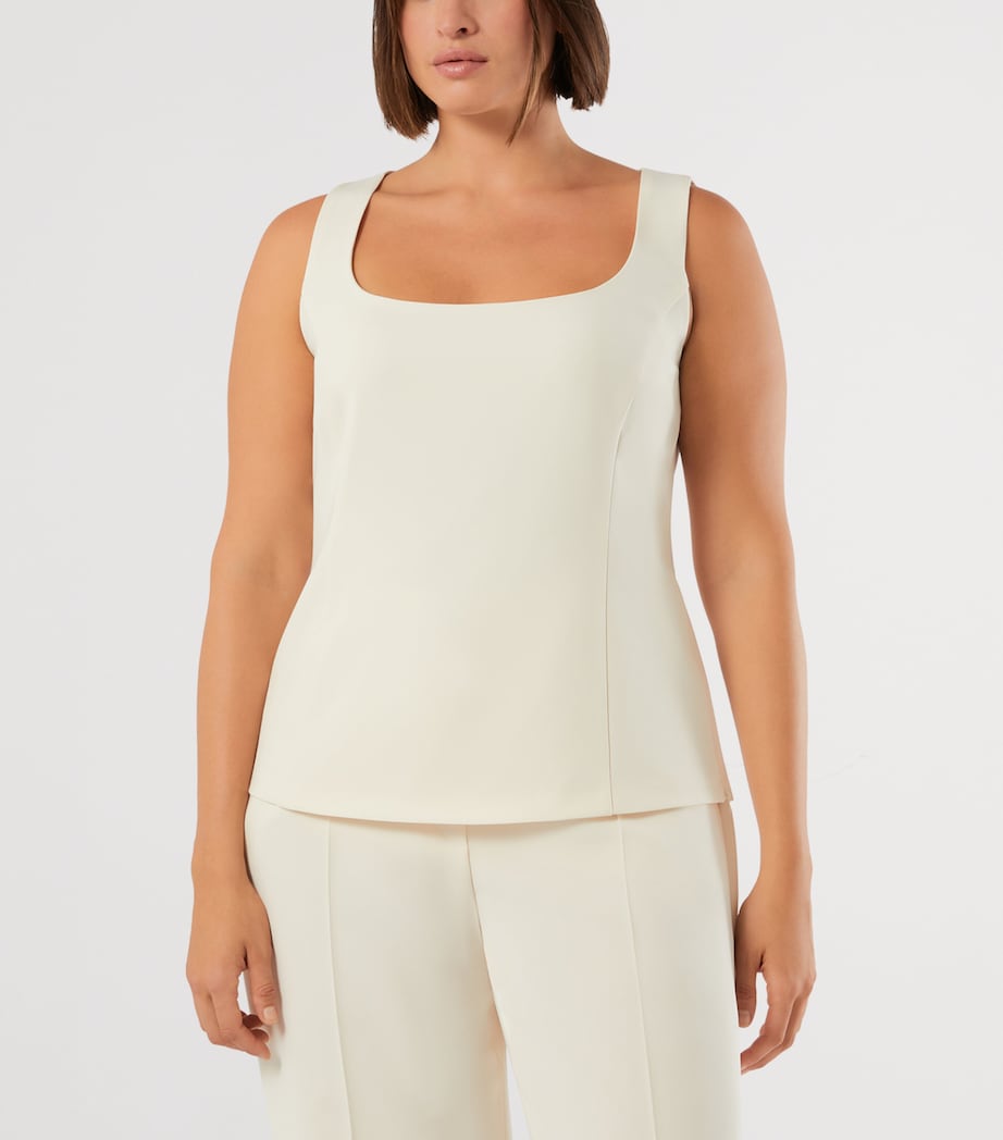 Marina Rinaldi Womens Scoop-Neck Waistcoat Top Champagne Image 3