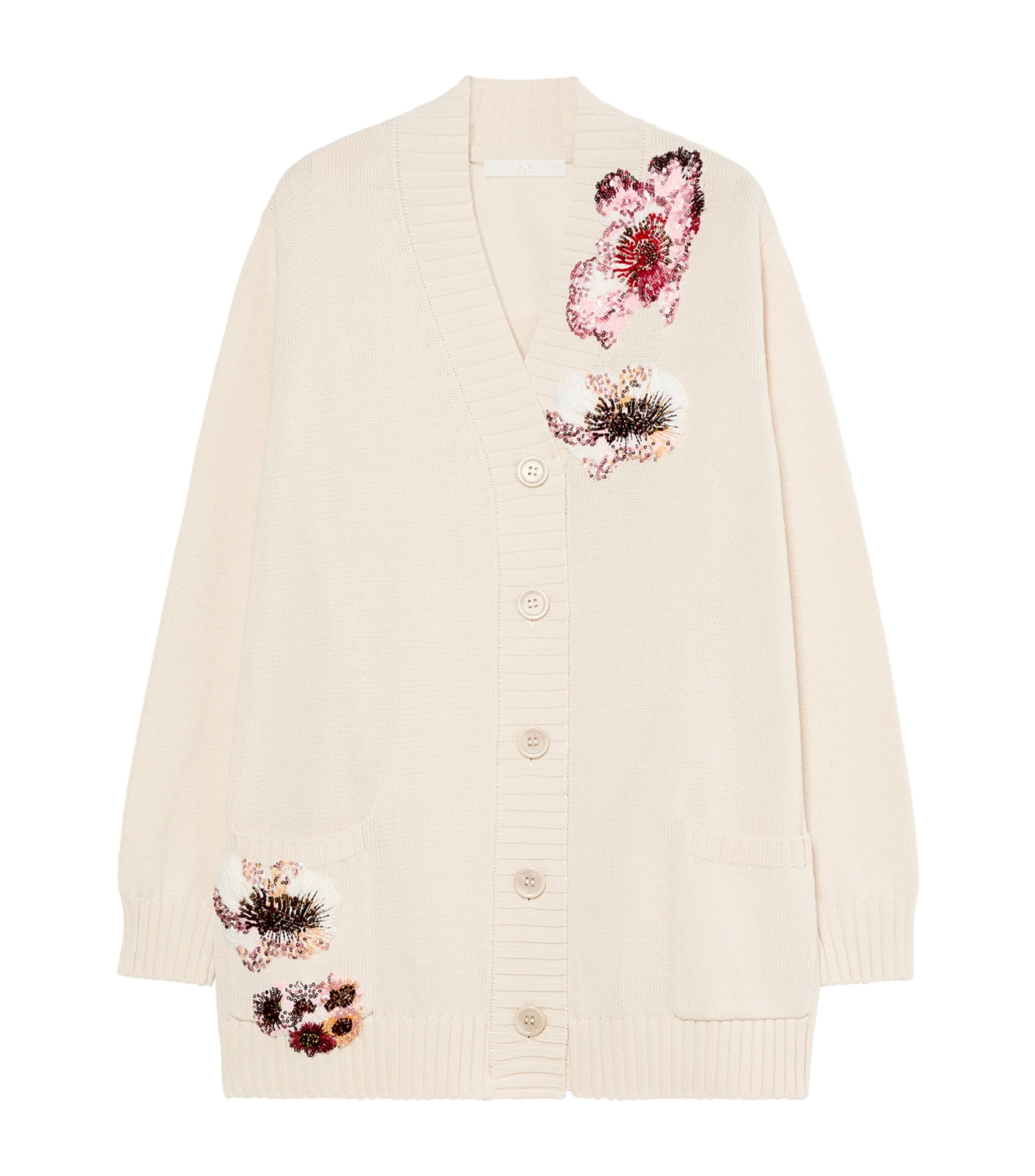 Marina Rinaldi Womens Cotton Sequin Cardigan White Image 1