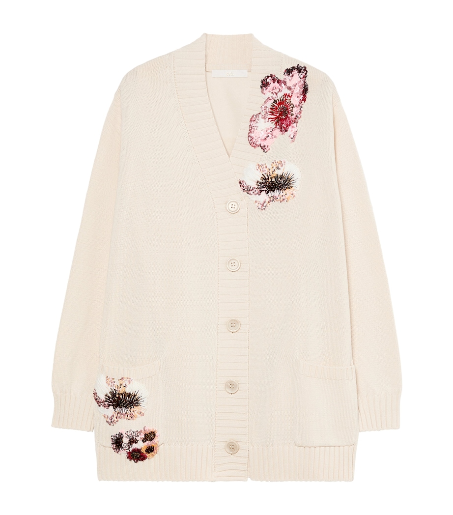 Marina Rinaldi Womens Cotton Sequin Cardigan White Image 1