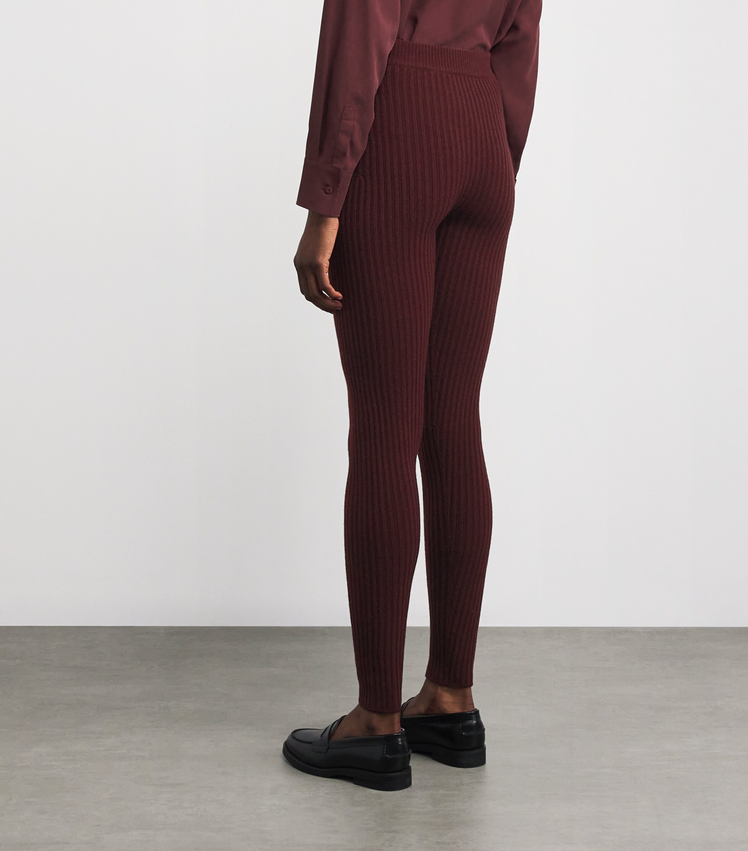 Wool-Blend Rib-Knit Leggings CHERRY Image 4