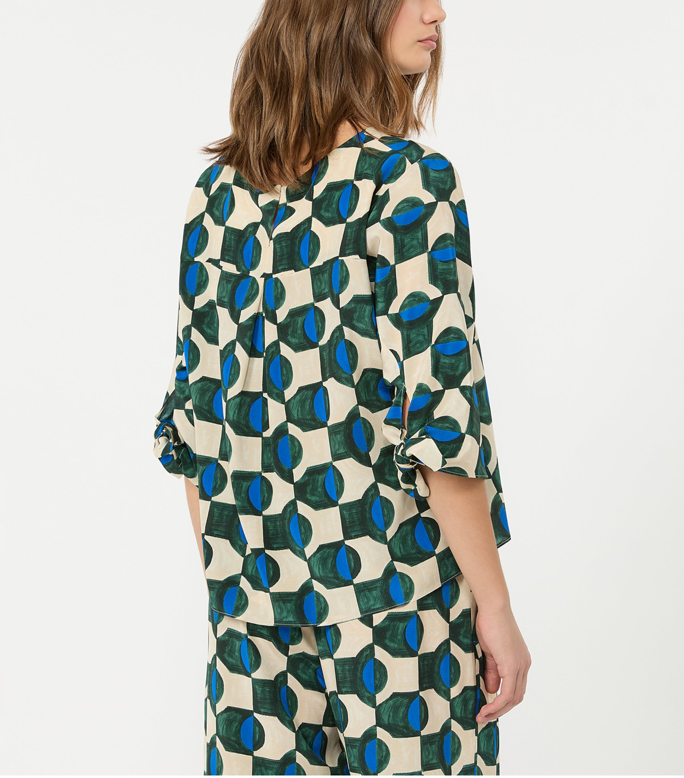Weekend Max Mara Womens Silk Printed Blouse Dark Green Image 3