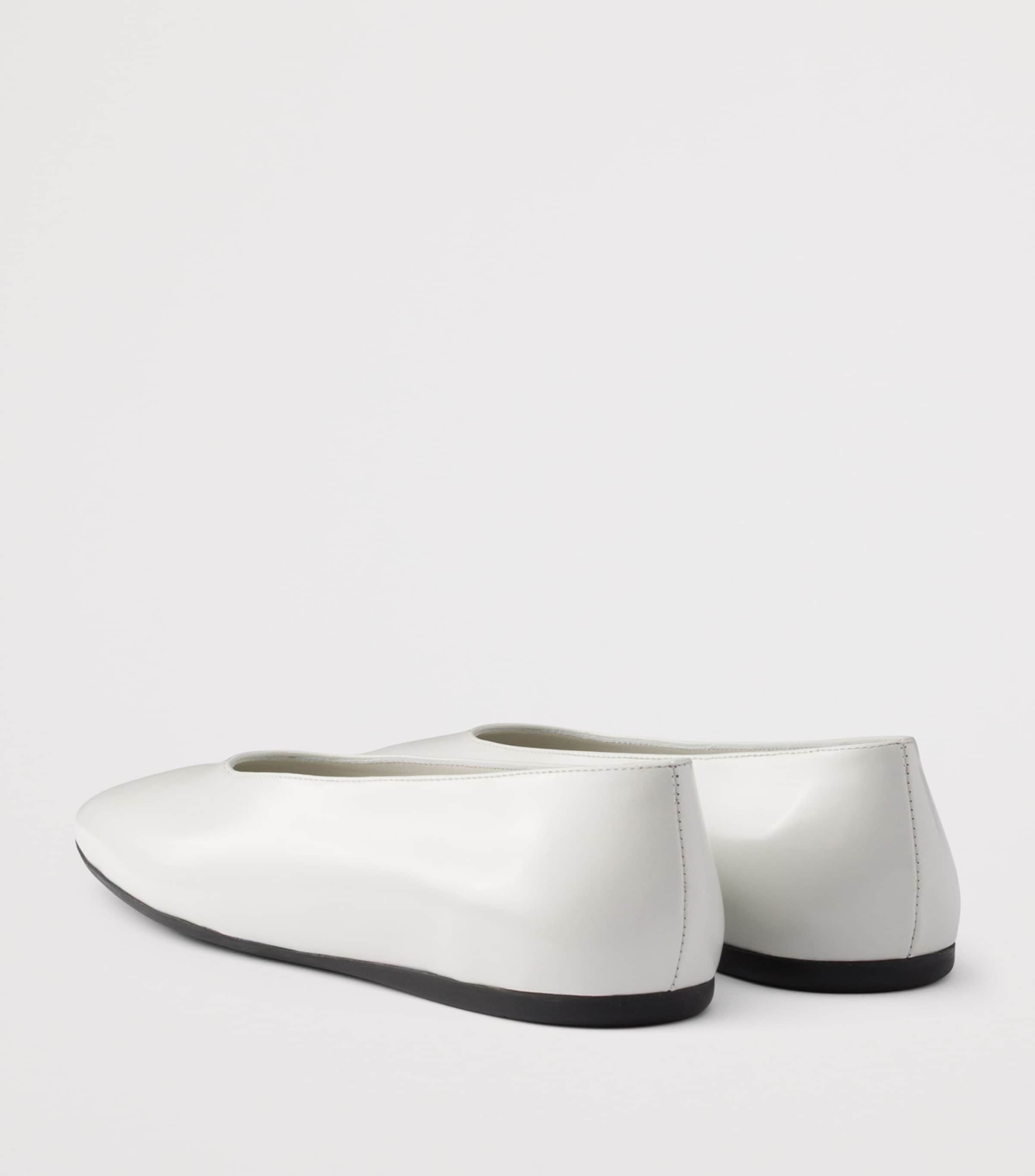 Prada Brushed Leather Logo Ballet Flats White Image 4