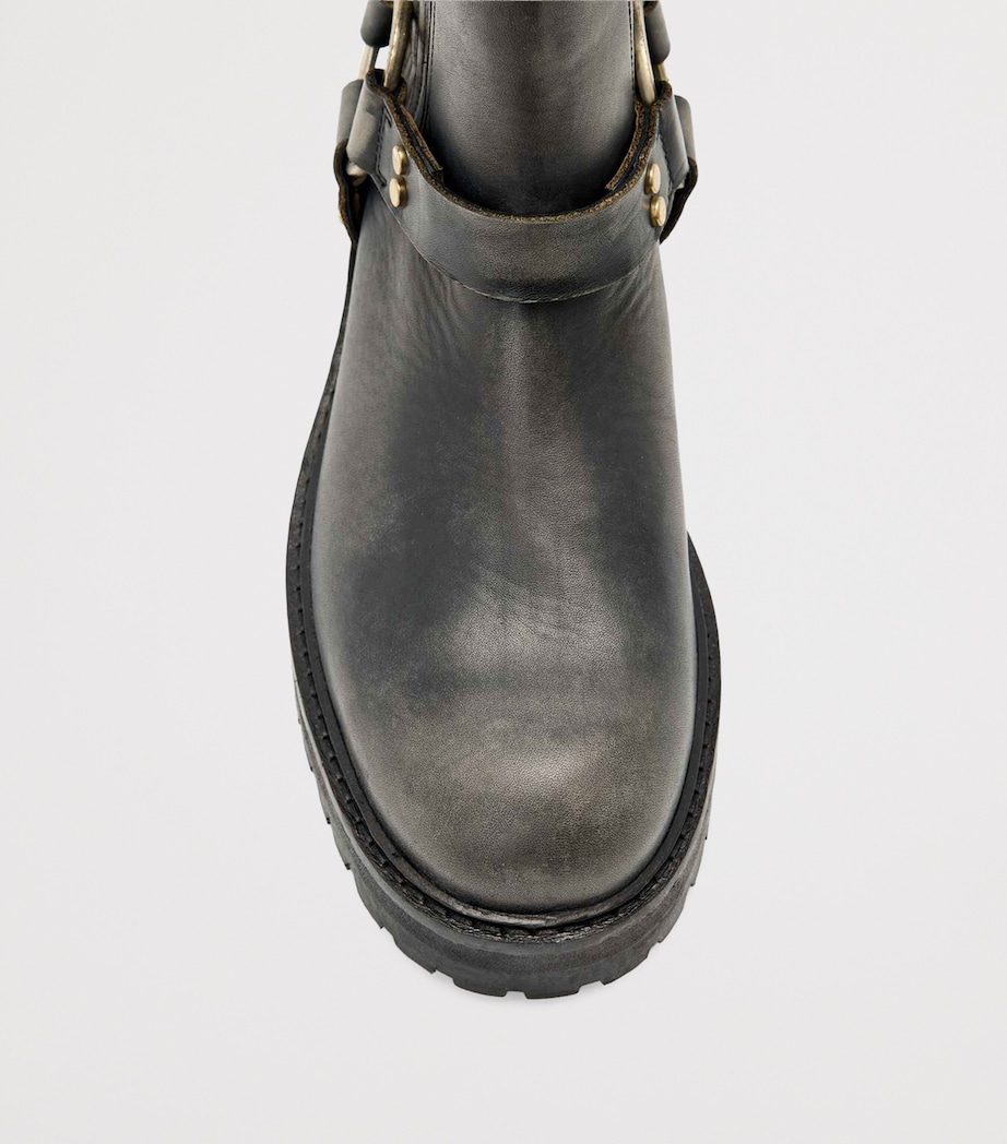 Leather Maddie Biker Boots DARK BROWN Image 3