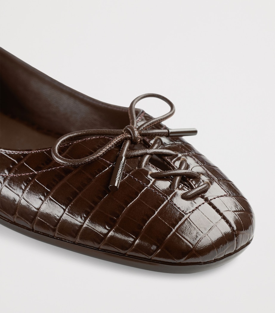 Scarlett Crocodile Embossed Ballet Flats CHOCOLATE Image 3