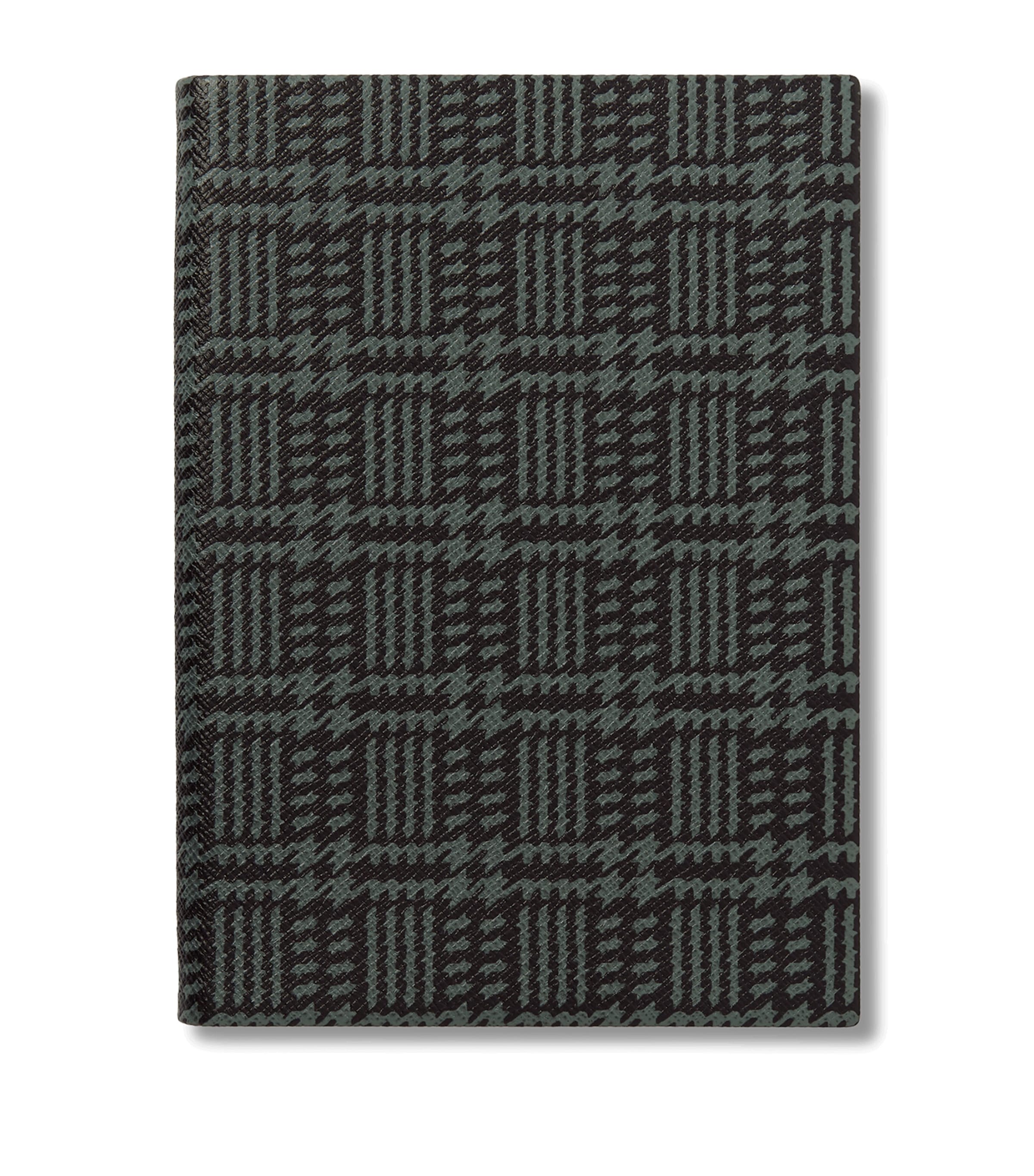 Smythson Leather Tweed-Print Soho Notebook Slate Green Image 1