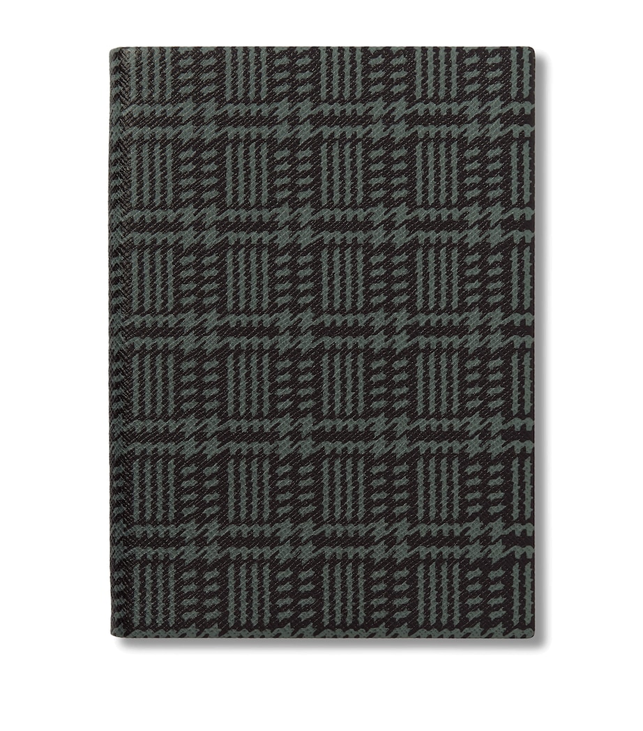 Smythson Leather Tweed-Print Soho Notebook Slate Green Image 1