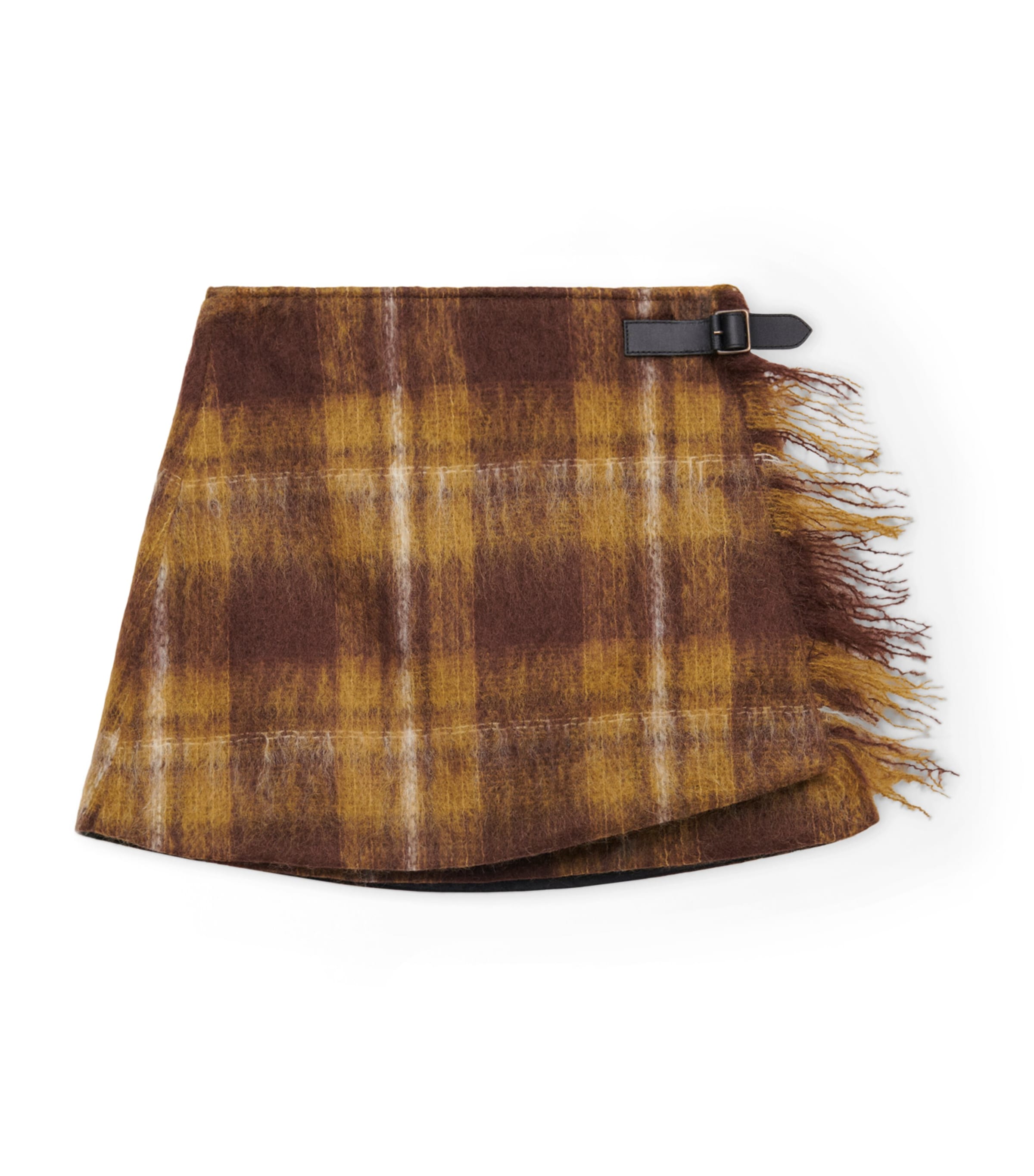 Loewe Mohair-wool Buckled Mini Skirt In Yellow