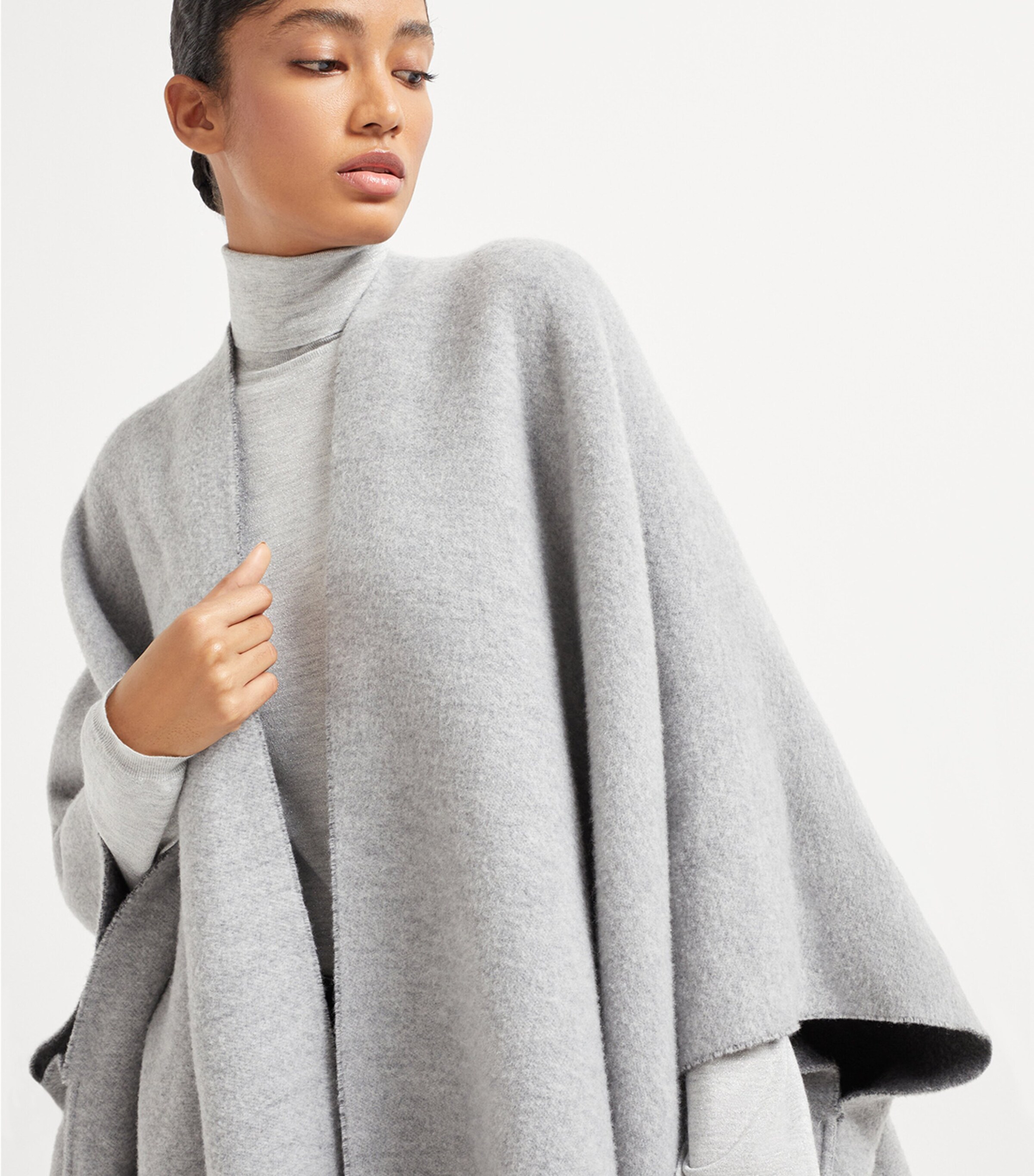 BRUNELLO CUCINELLI CASHMERE ポンチョ ケープ ニット Brunello Cucinelli Grey Wool-Cashmere Reversible Poncho | Harrods US