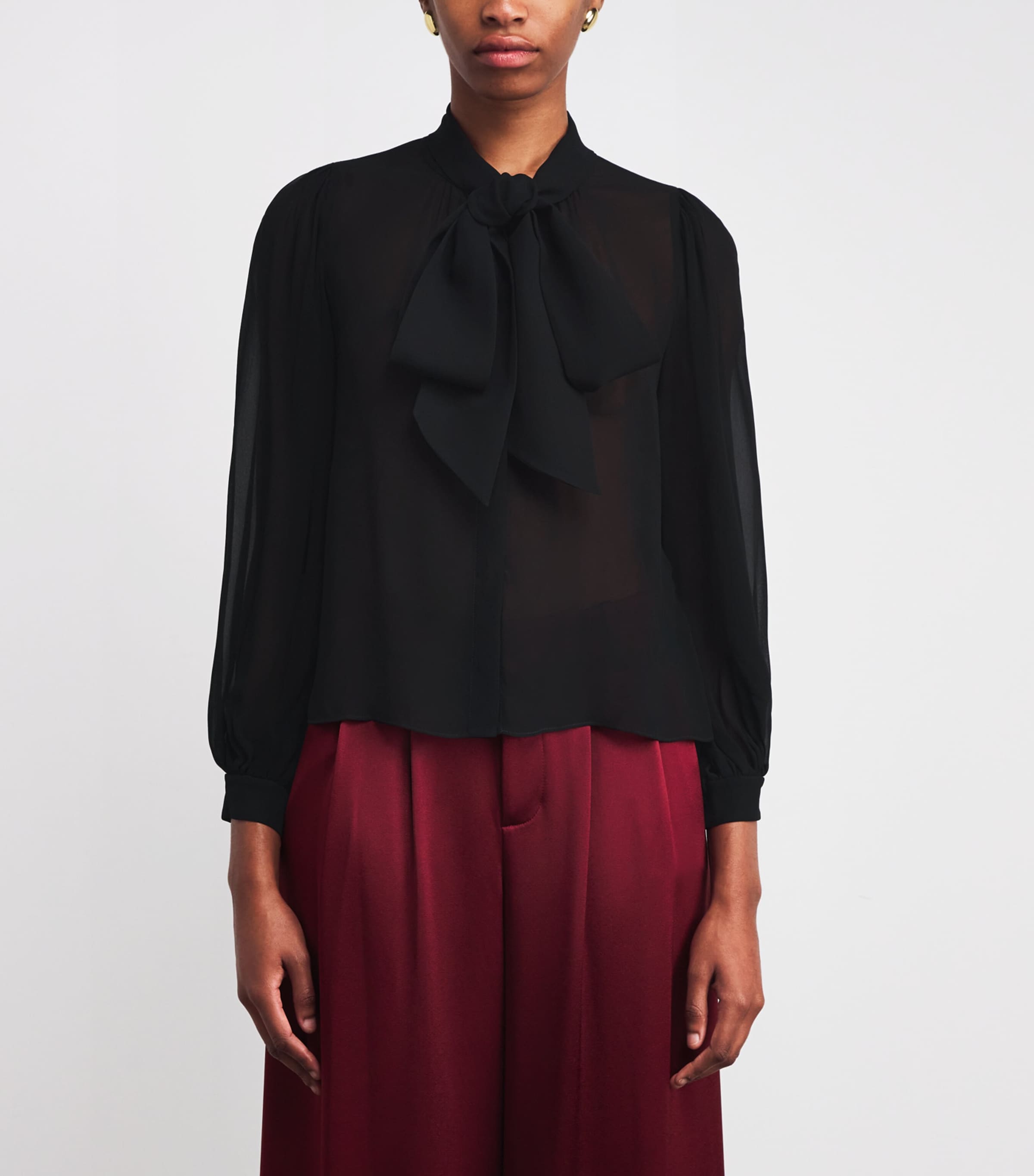 Semi-Sheer Brentley Blouse A001 BLACK Image 3