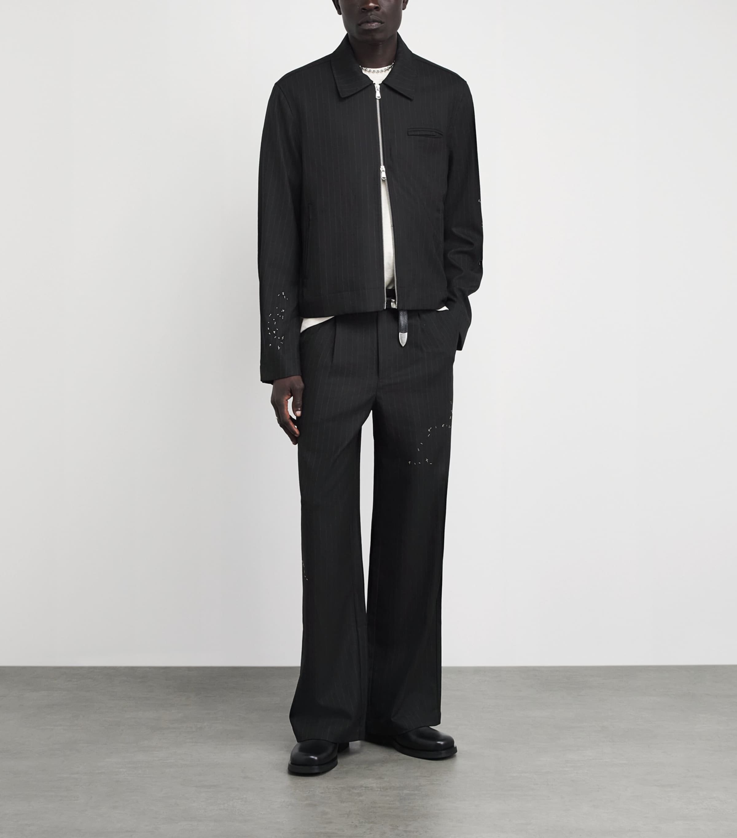 DOMREBEL Mens Pinstripe Backstage Jacket Black Image 2