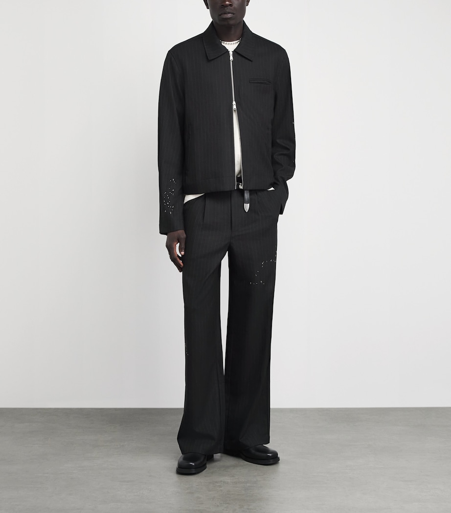 DOMREBEL Mens Pinstripe Backstage Jacket Black Image 2