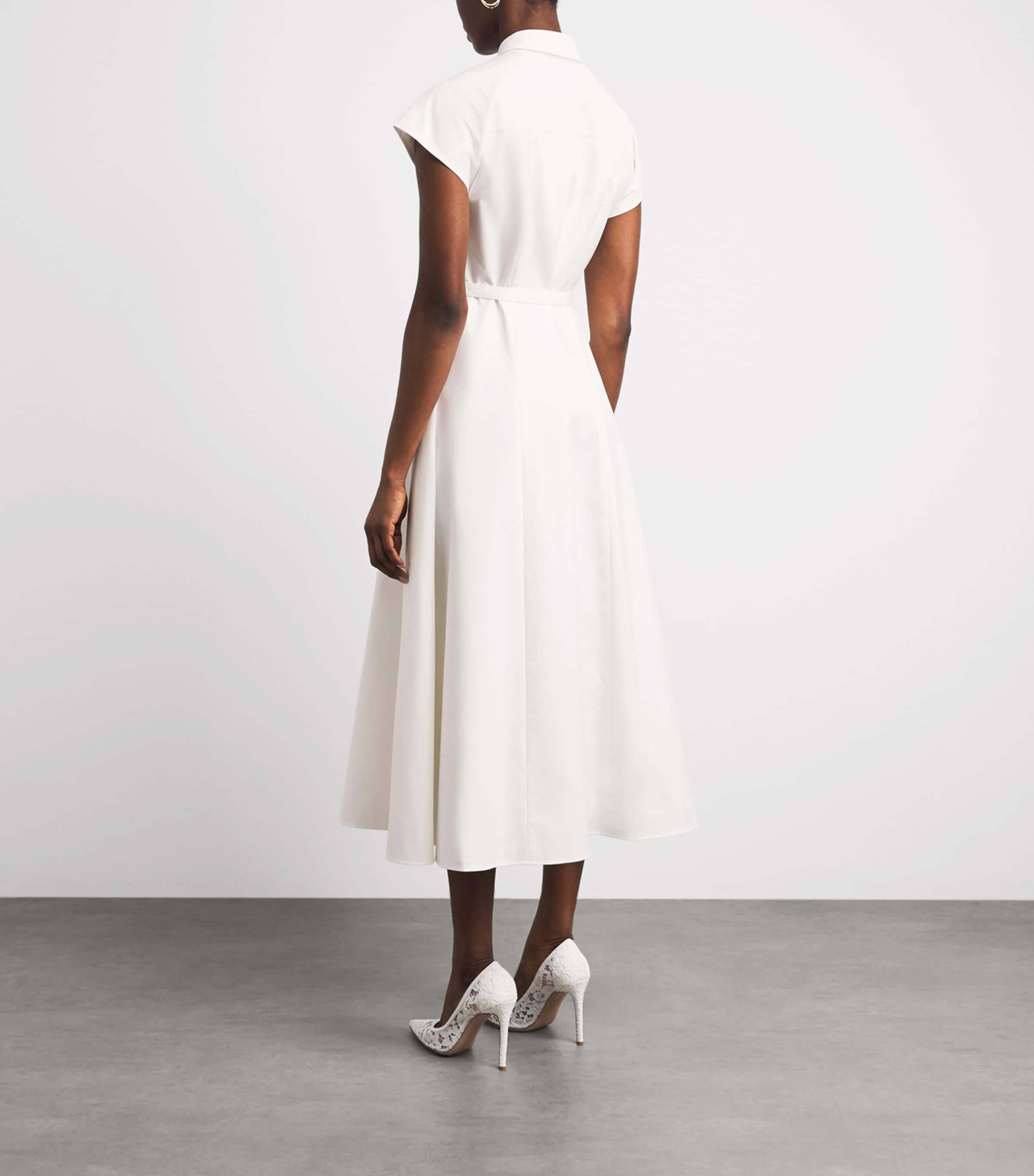 Huishan Zhang Womens Floral Appliqué Maddalena Midi Dress White Image 4