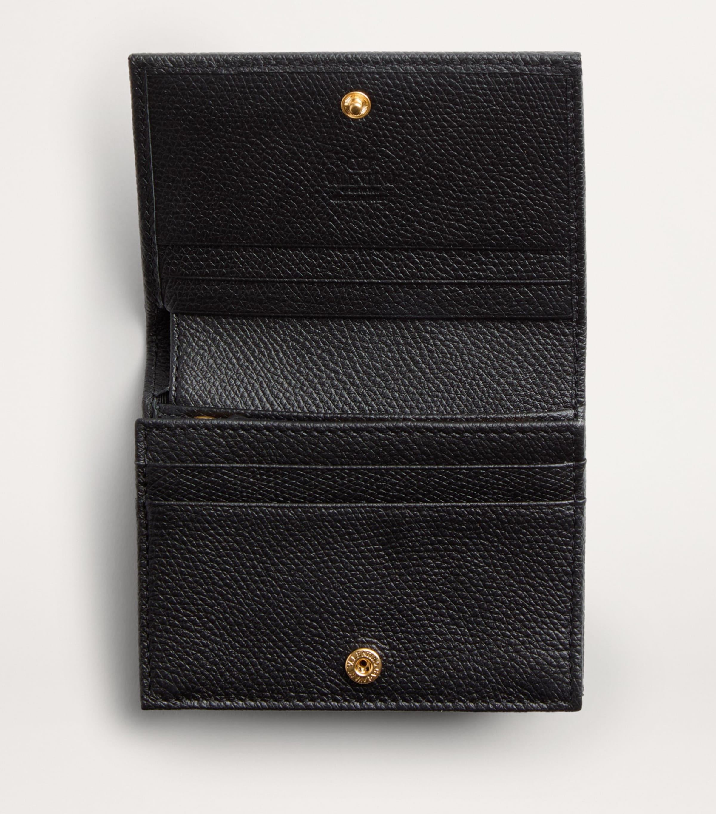 Valentino Garavani Black Leather French Flap Wallet | Harrods UK