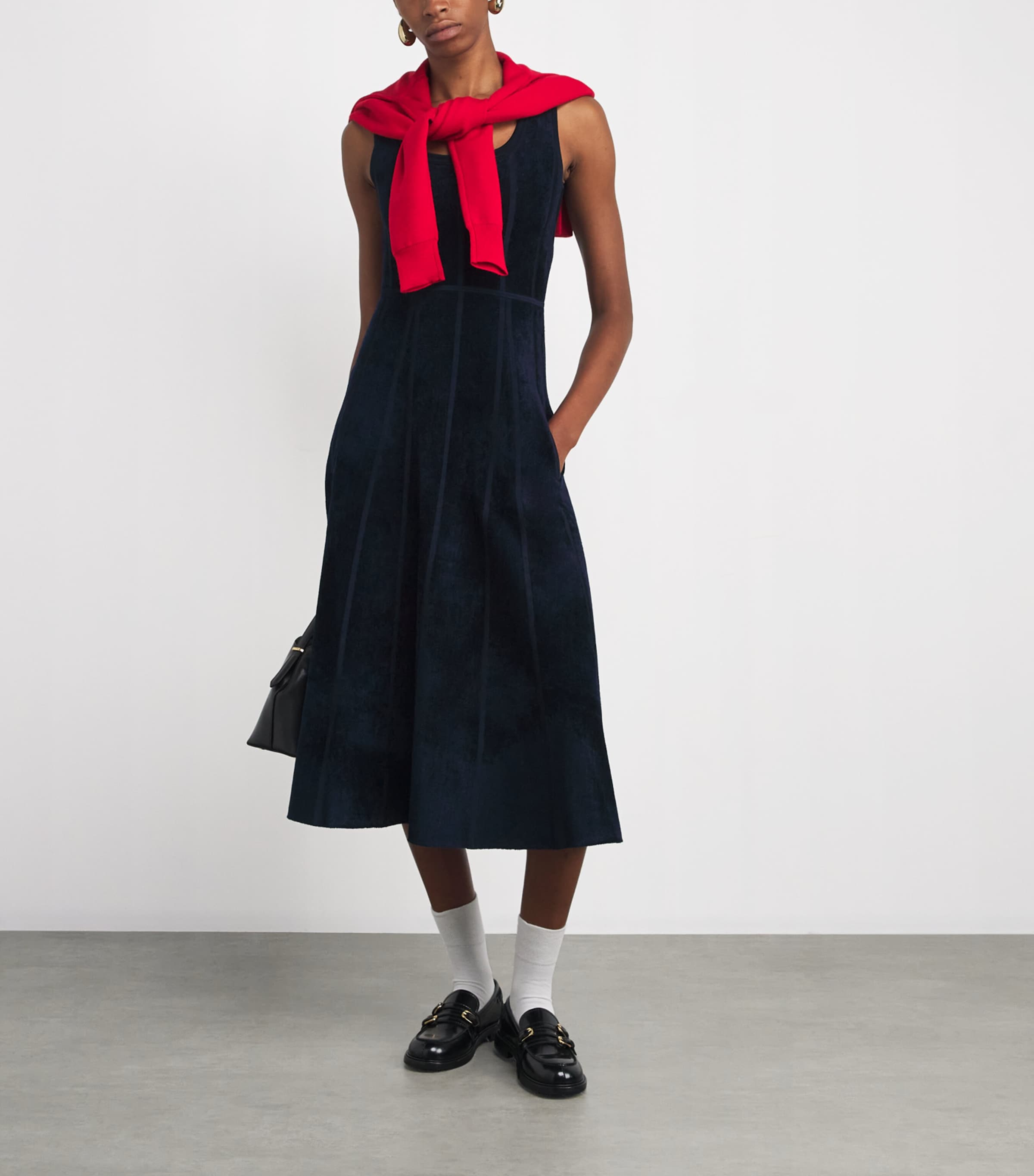 Terry Structured Midi Dress NAVY Image 2