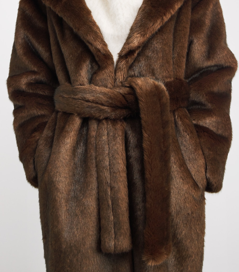 Faux Fur Cariana Coat DARK BROWN Image 6