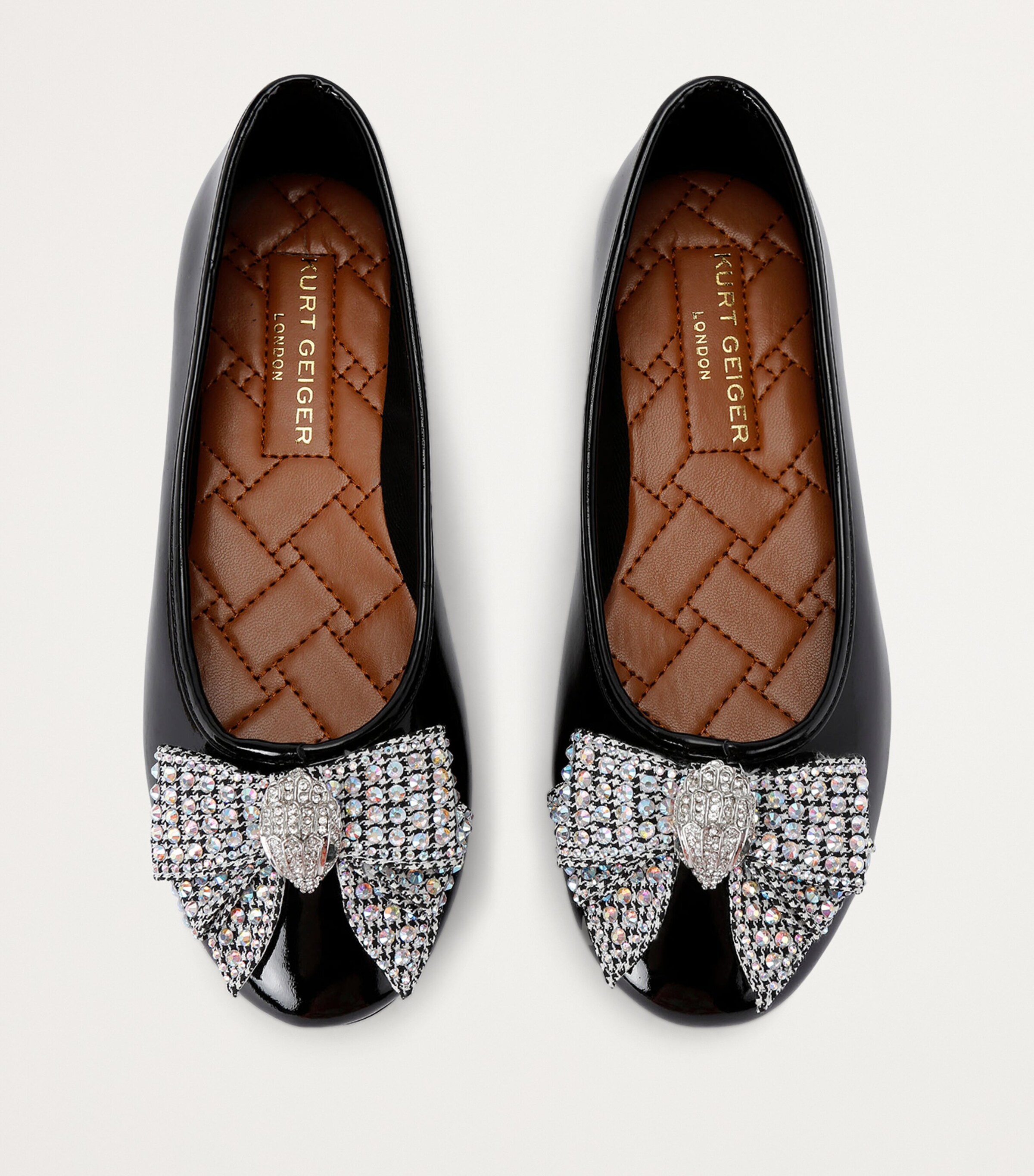 Kurt Geiger London Patent Leather Mini Eagle Bow Ballet Flats Black Image 4