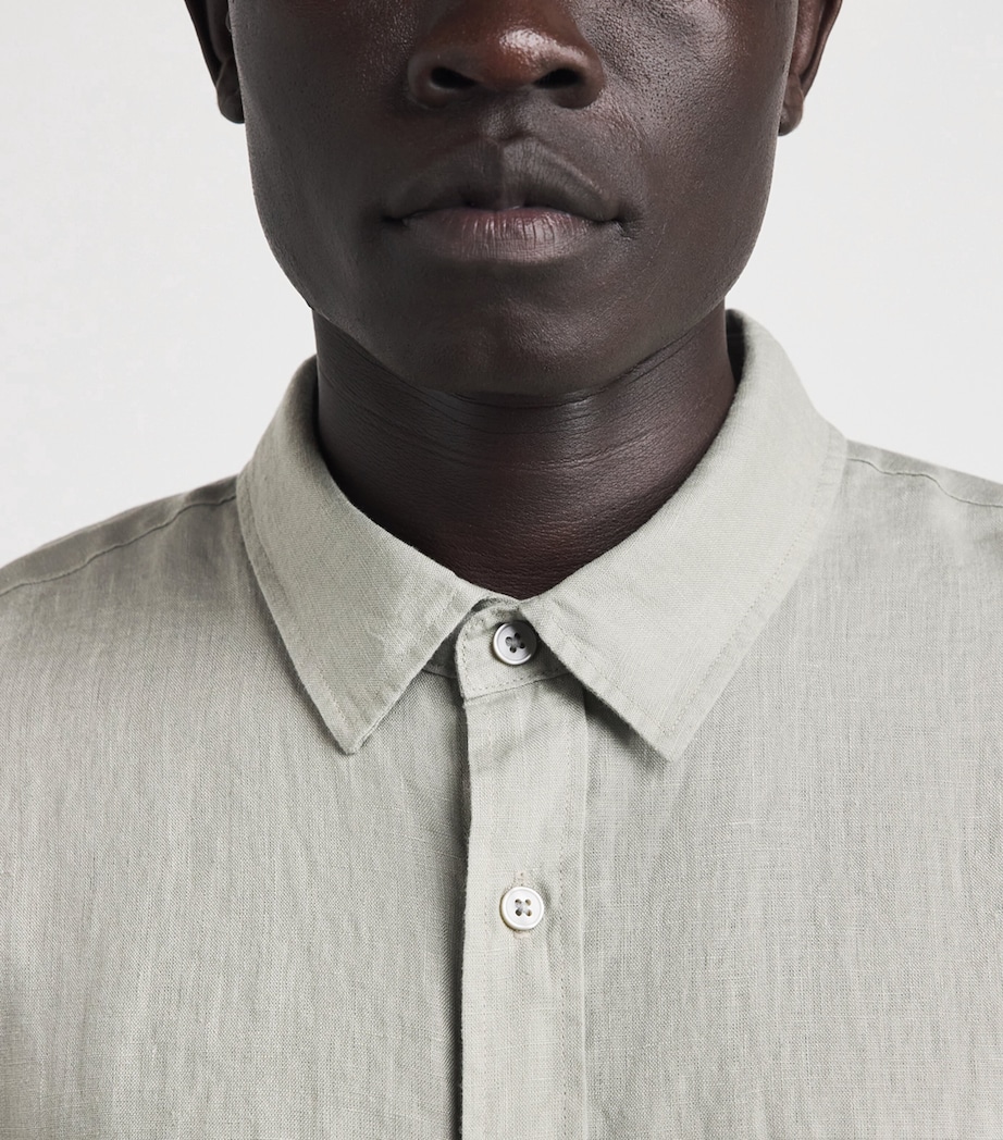 Vince Mens Linen Short-Sleeve Shirt Matcha Image 3