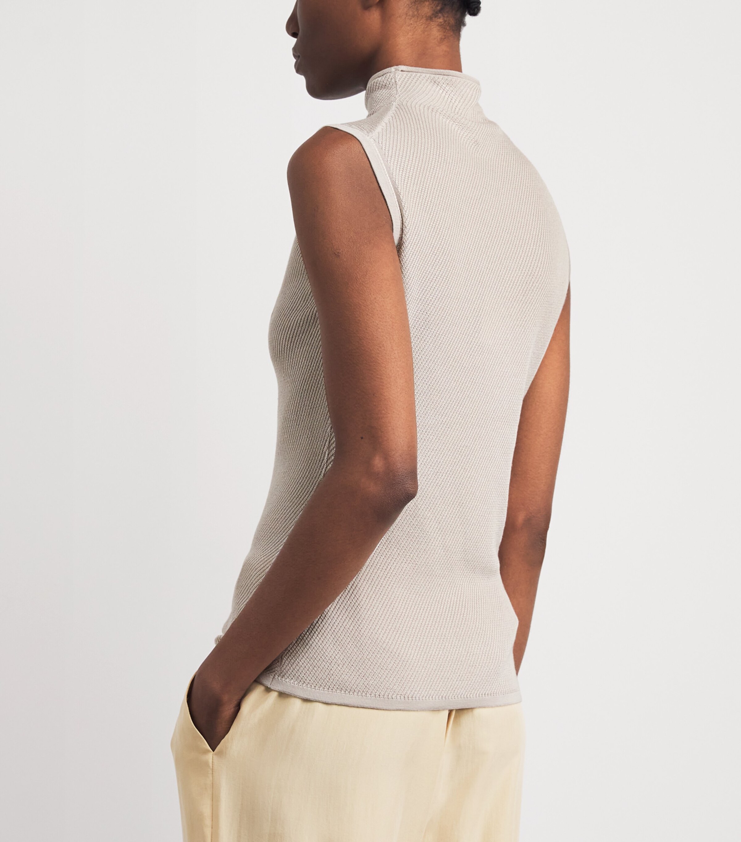 Colombo Womens Silk High-Neck Top Sand Image 5