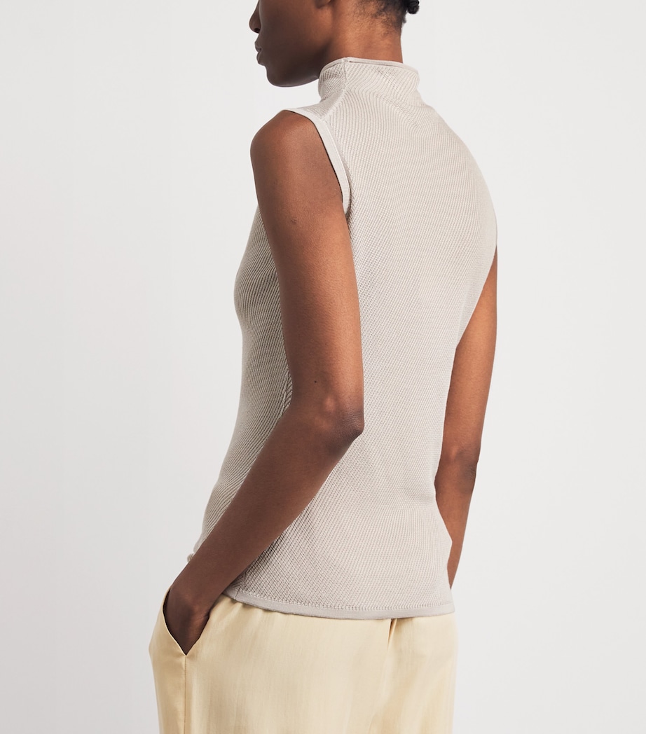 Colombo Womens Silk High-Neck Top Sand Image 5