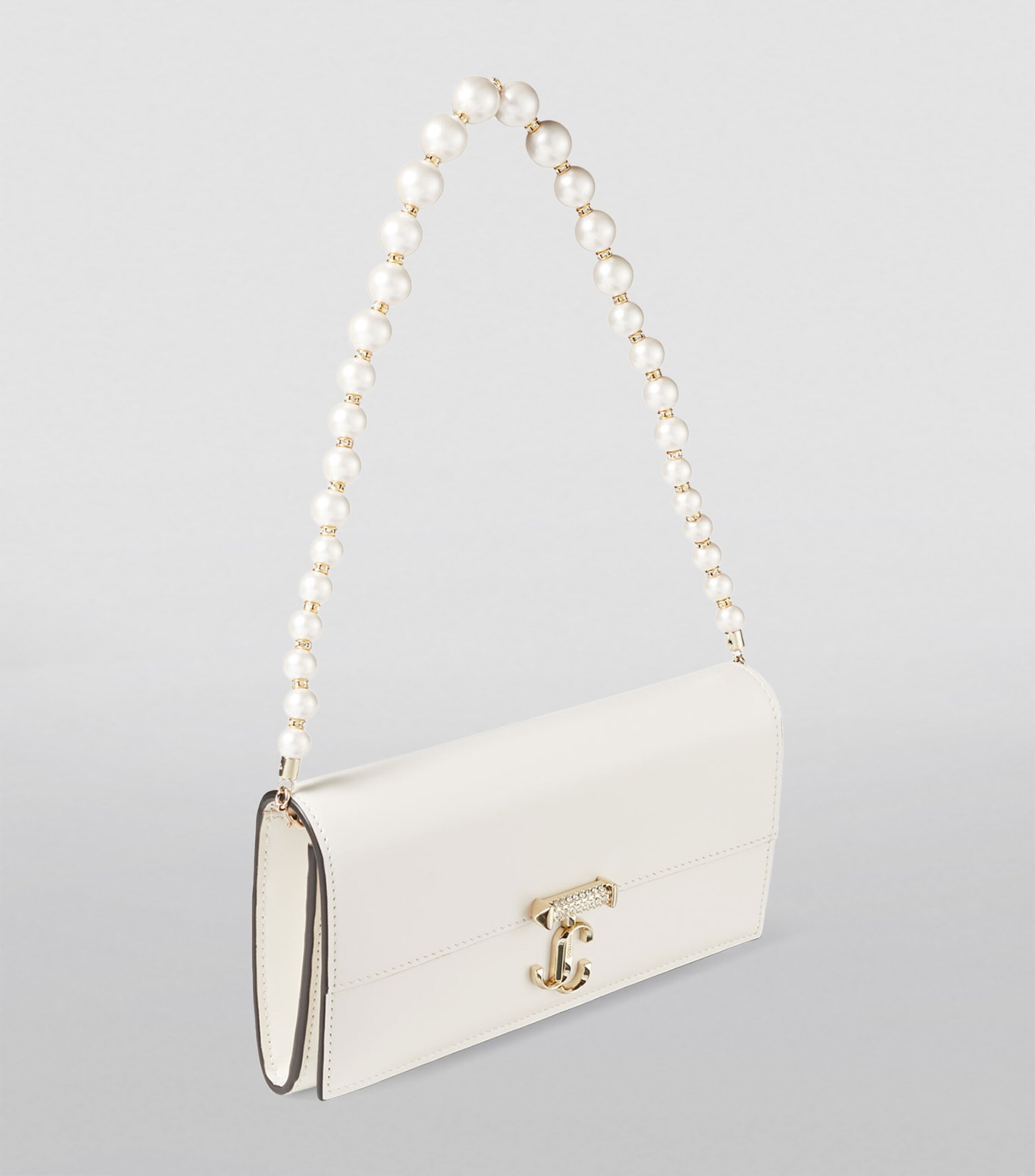 Jimmy Choo White Leather Varenne Chain Wallet | Harrods US