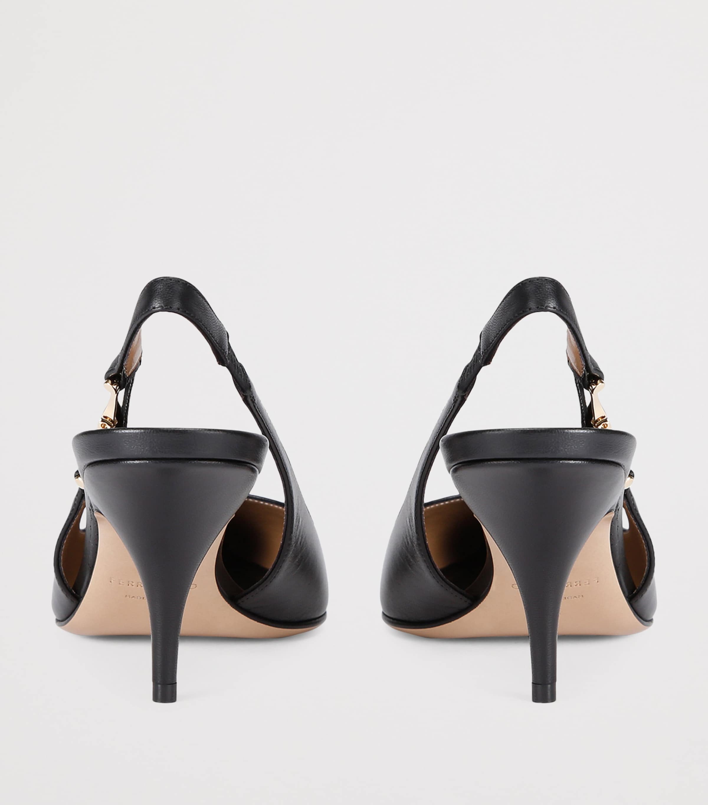 Salvatore Ferragamo Beige Leather Tally Slingback Heels 70