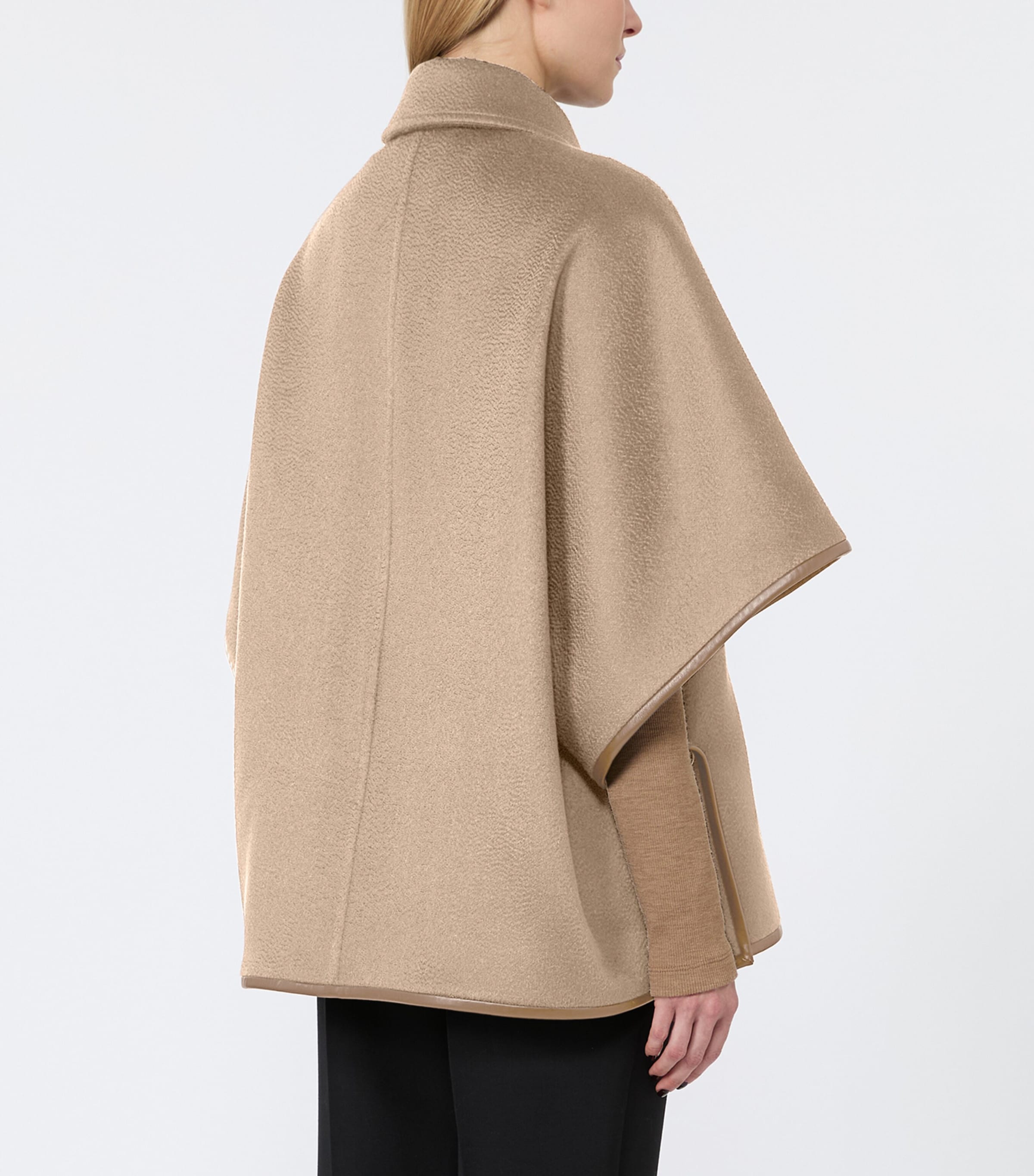 Max Mara Womens Cashmere Double-Breasted Cape Beige Image 4