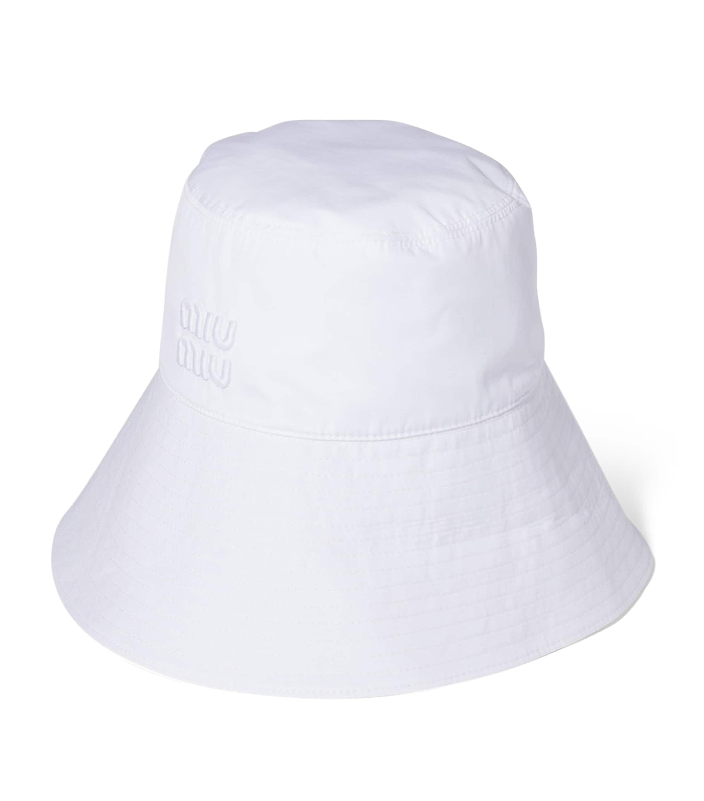Miu Miu Cotton Logo Bucket Hat White Image 1