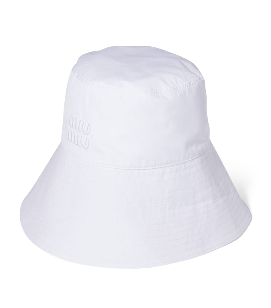 Miu Miu Cotton Logo Bucket Hat White Image 1