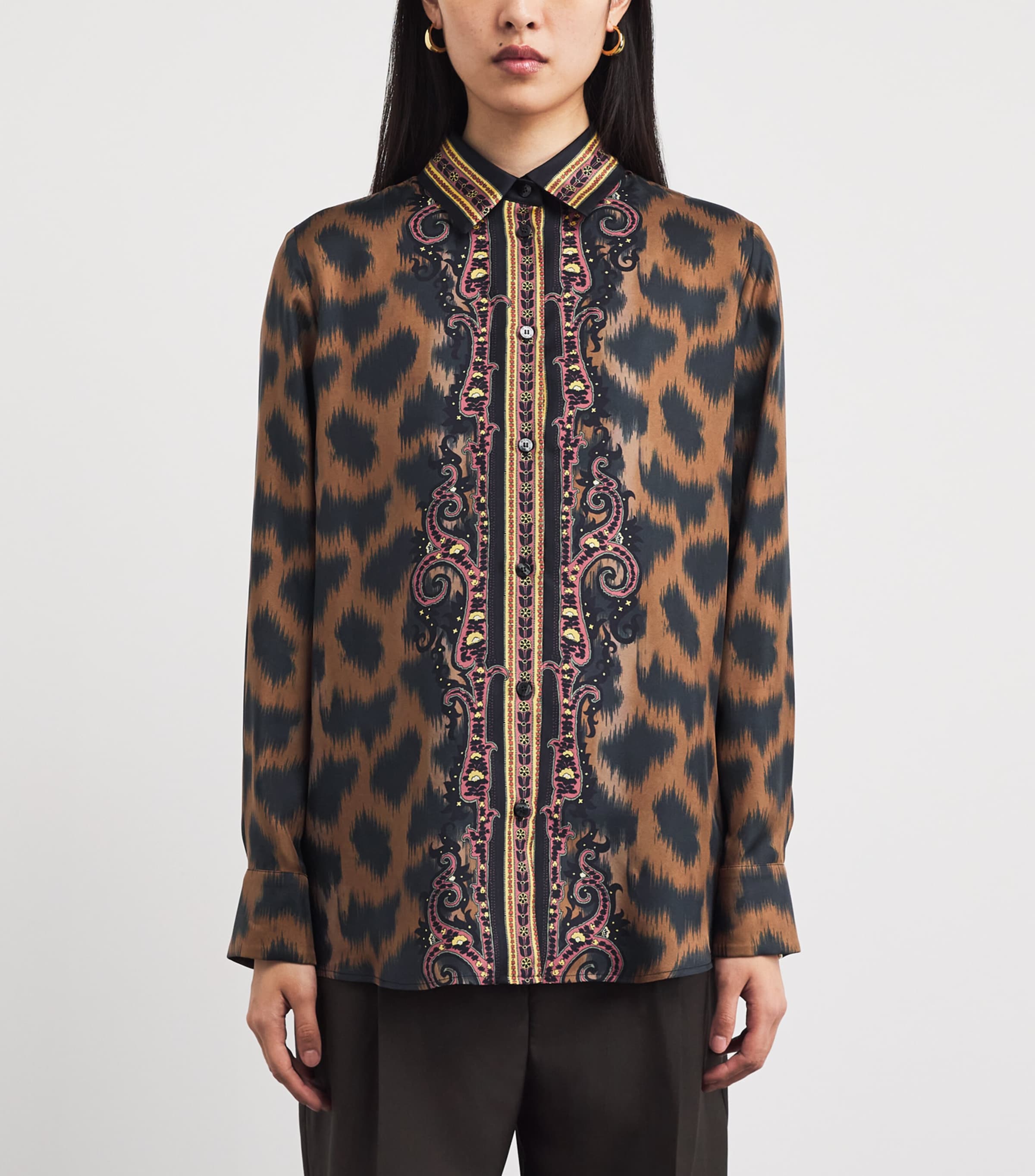 Silk Animal Paisley-Detail Shirt X0825 Image 3