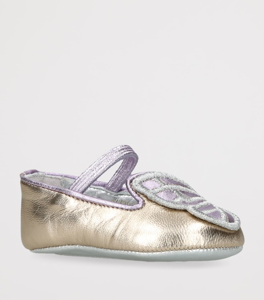 Leather Butterfly Embroidered Ballet Flats GOLD Image 3