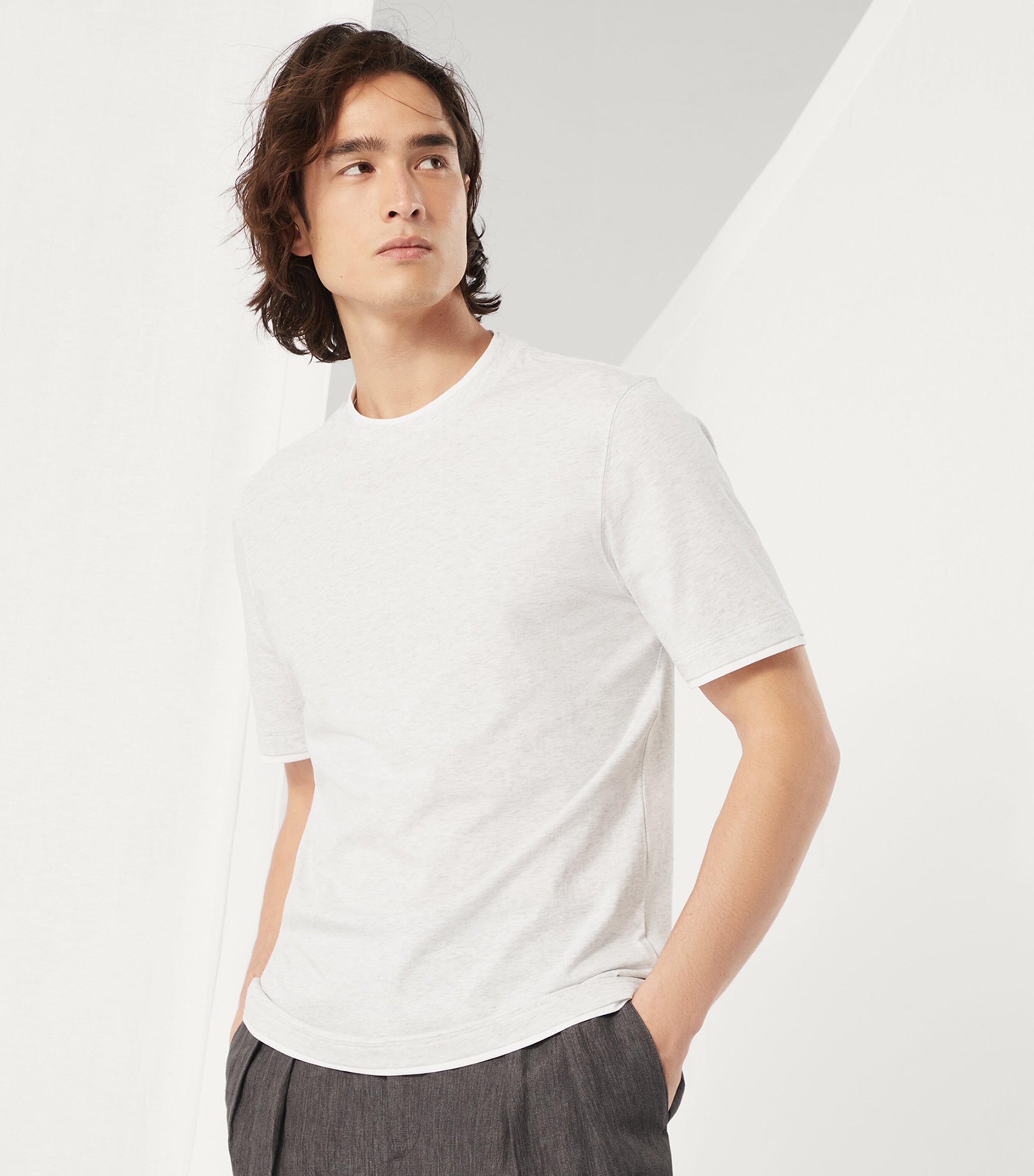 Tシャツ・カットソー Brunello Cucinelli T-SHIRT WITH PRECIOUS FAUX LAYERING brunello cucinelli t-shirt with `precious` faux-layering