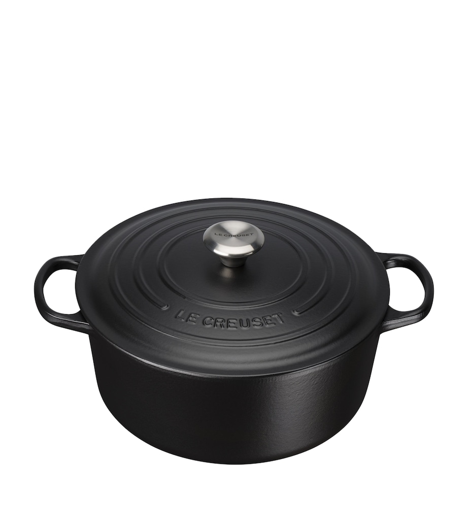 Cast Iron Round Casserole Dish (20cm) BLACK Image 1