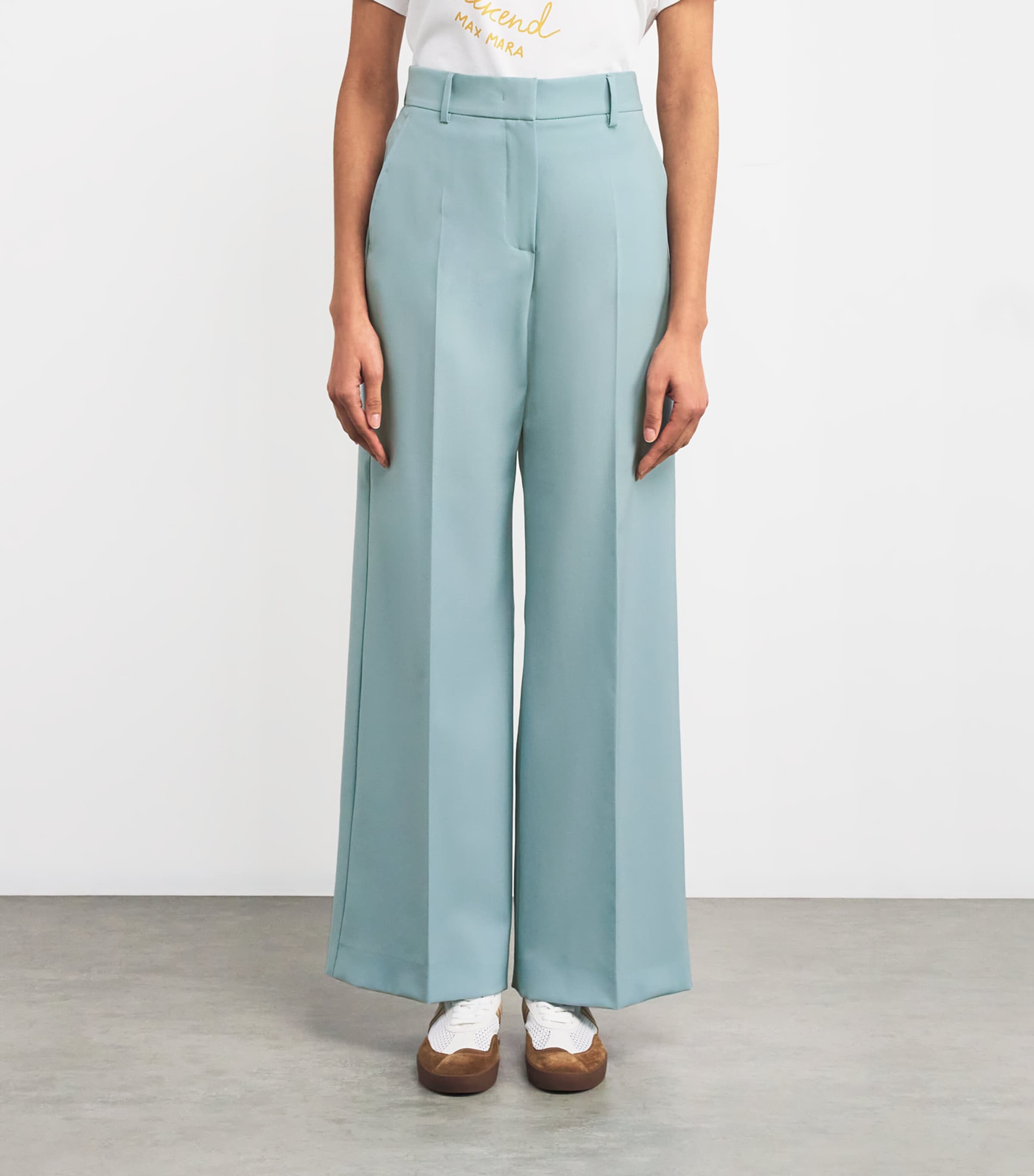 Virgin Wool Tailored Trousers PASTEL GREEN Image 3