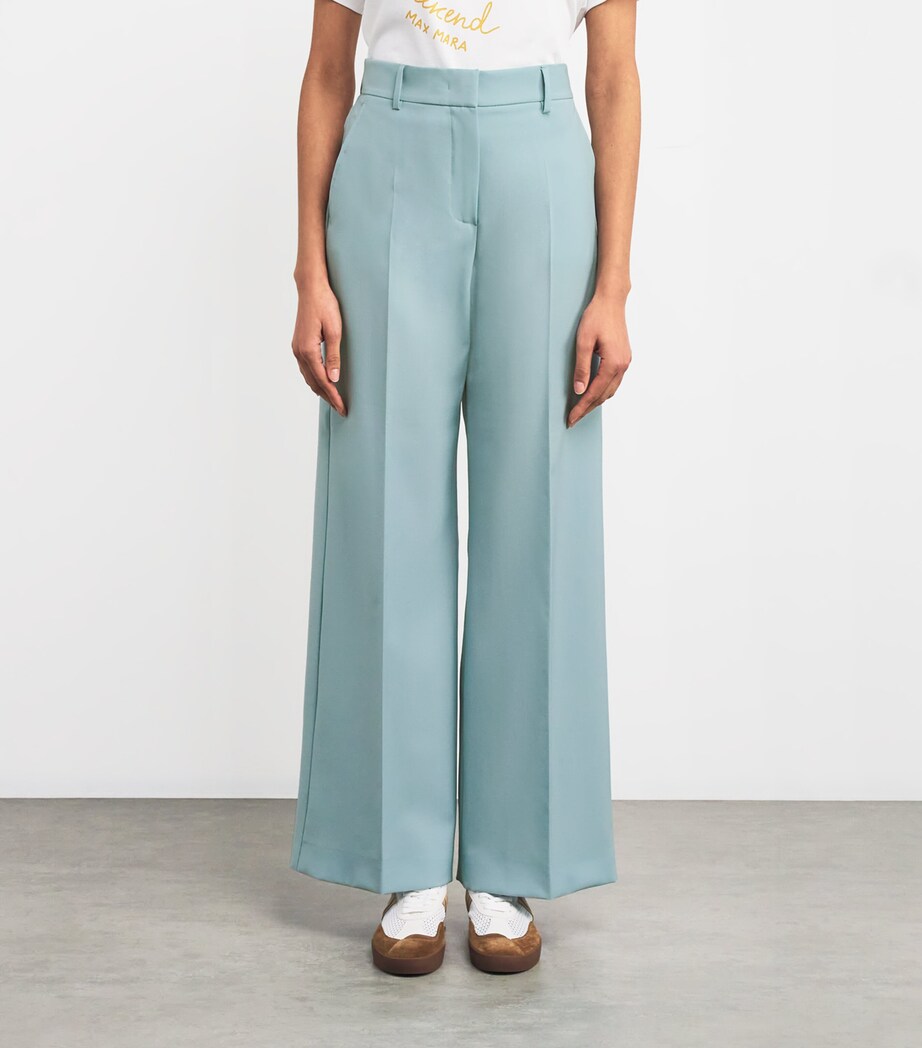 Virgin Wool Tailored Trousers PASTEL GREEN Image 3