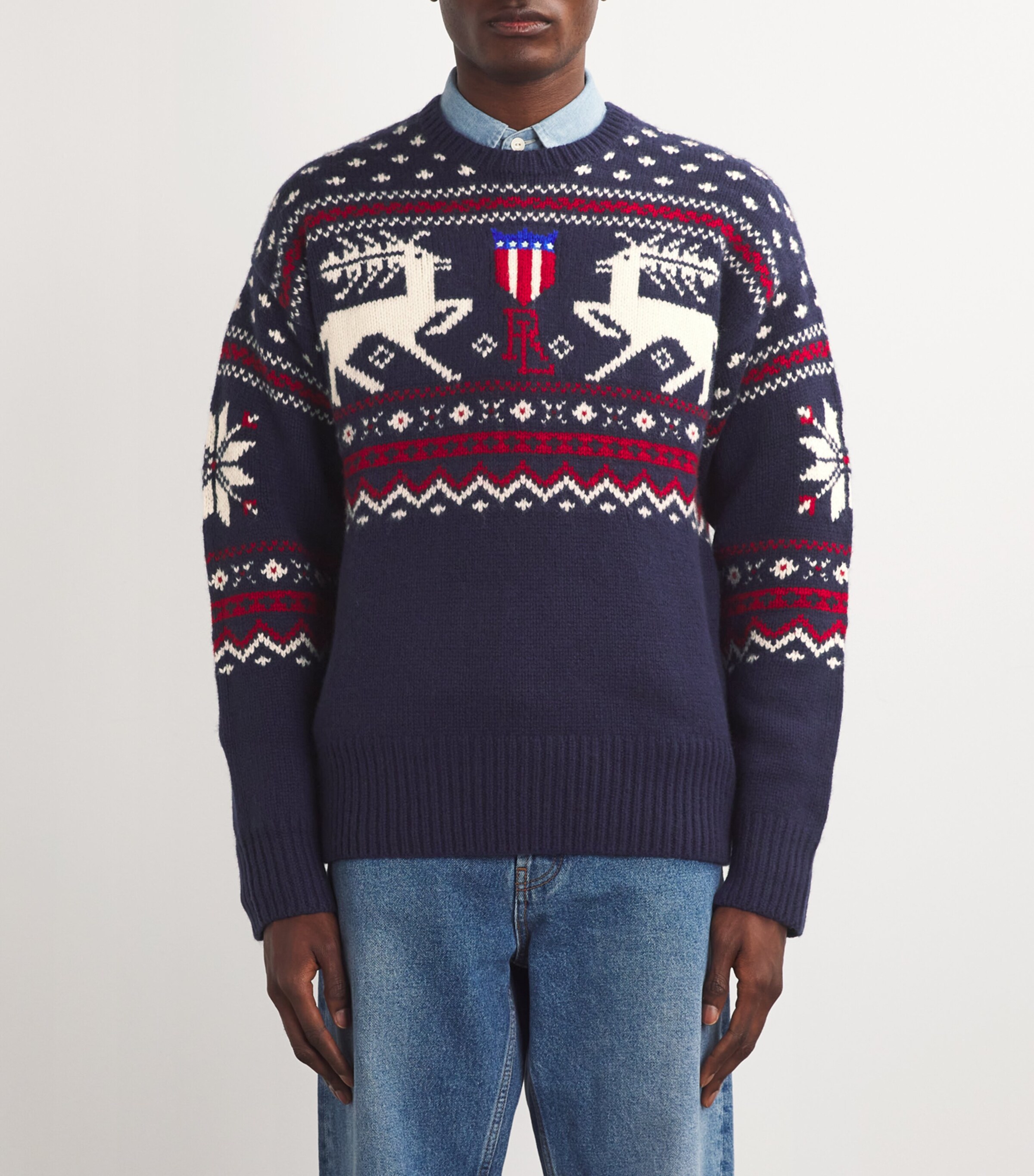Wool Reindeer Sweater BLUE Image 3