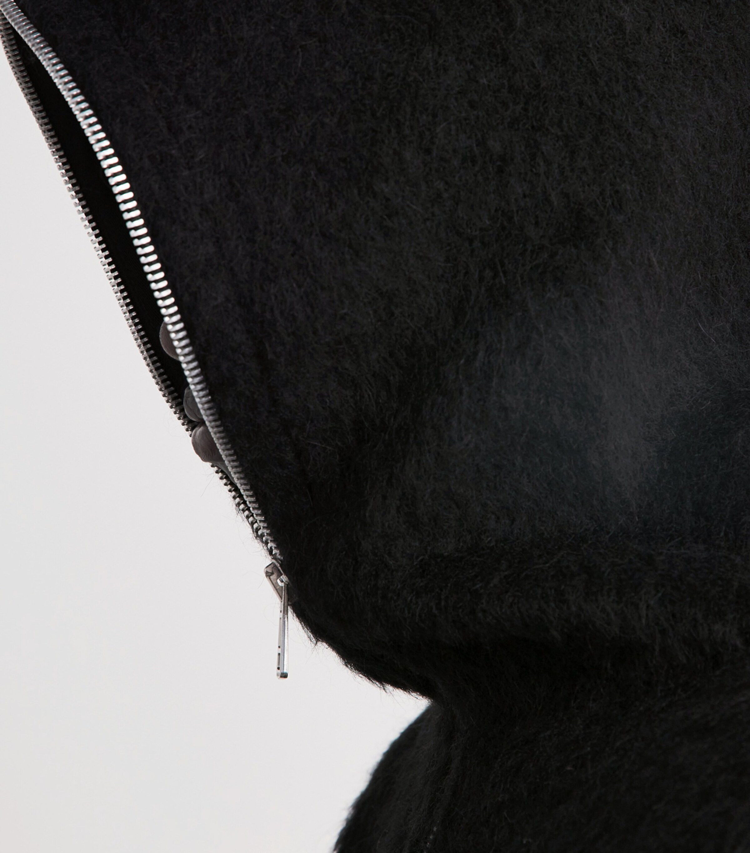 Our Legacy Mens Full-Zip Hoodie Black Hairy Wool Image 3